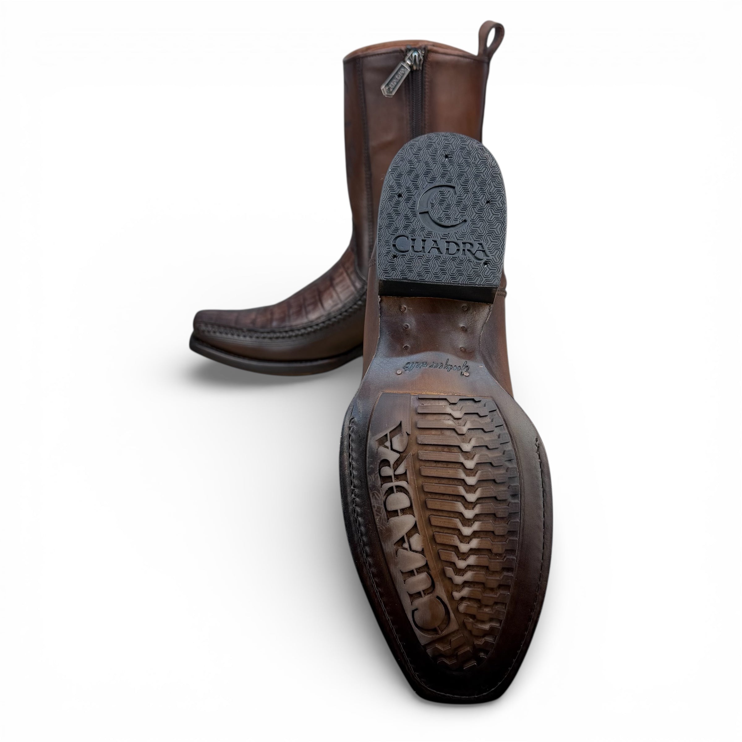 Cuadra CU698 MN Brown Caiman Laser & Woven Narrow Square Toe