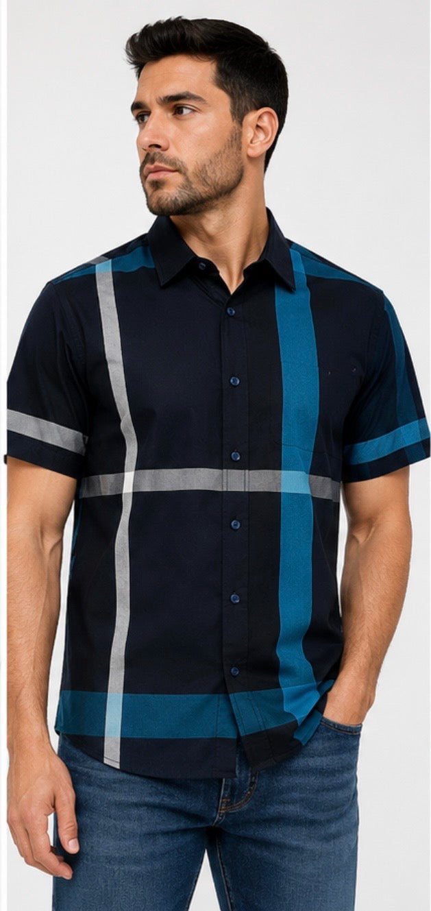 Chuxx Men's Navy Blue Short Sleeve Shirt CHS-313