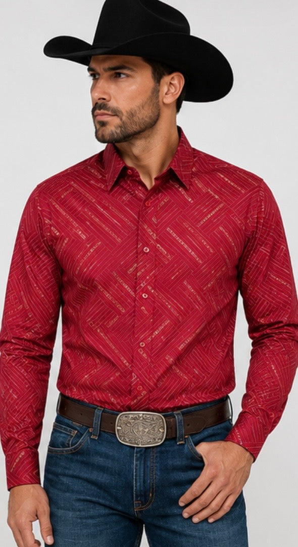 Chuxx Men's Red Geometric Shirt CHLS2088
