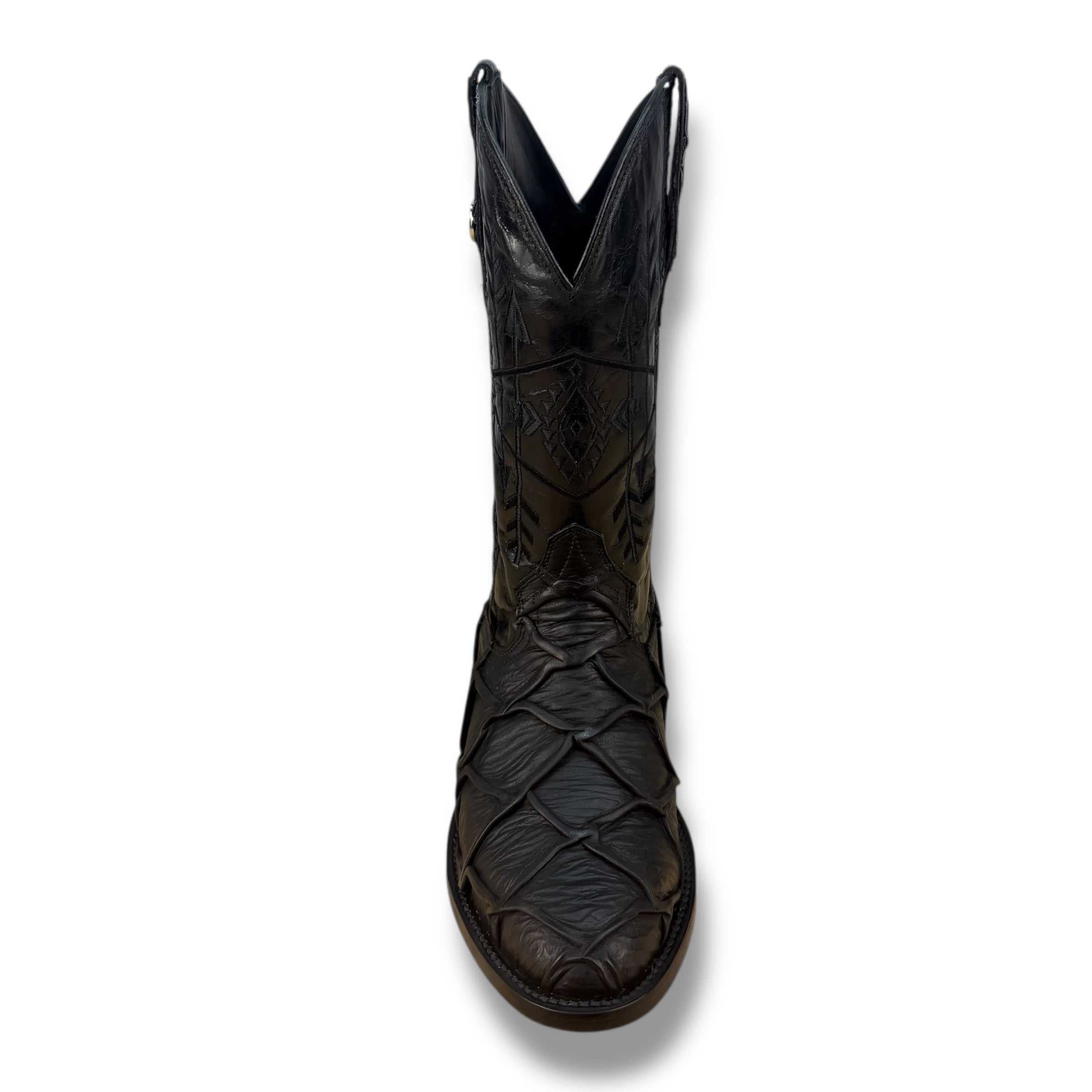 Iron Legacy Black Pirarucu Leather Boots - Sqaure Toe