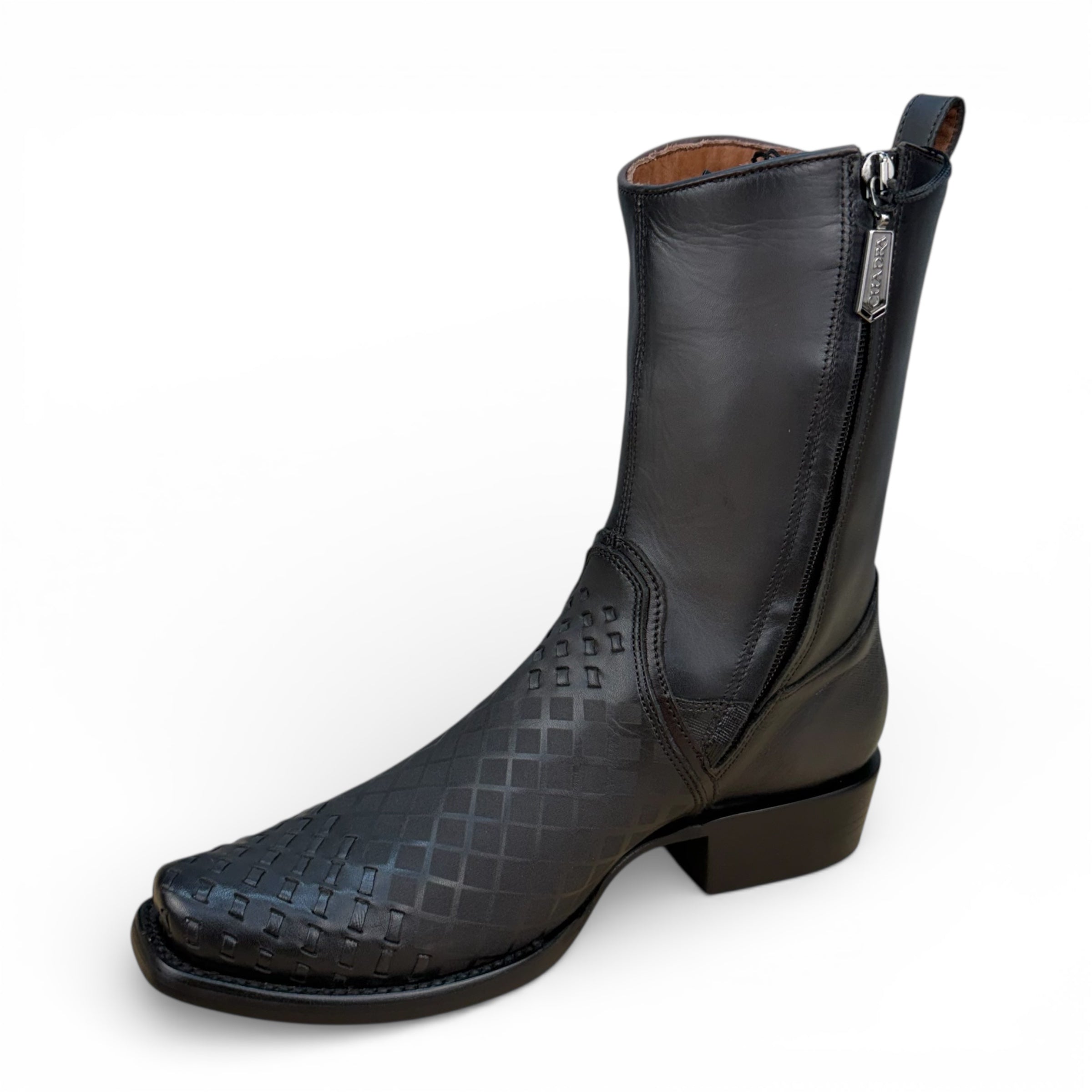 Cuadra Men CU498 – Black Woven Leather Boot