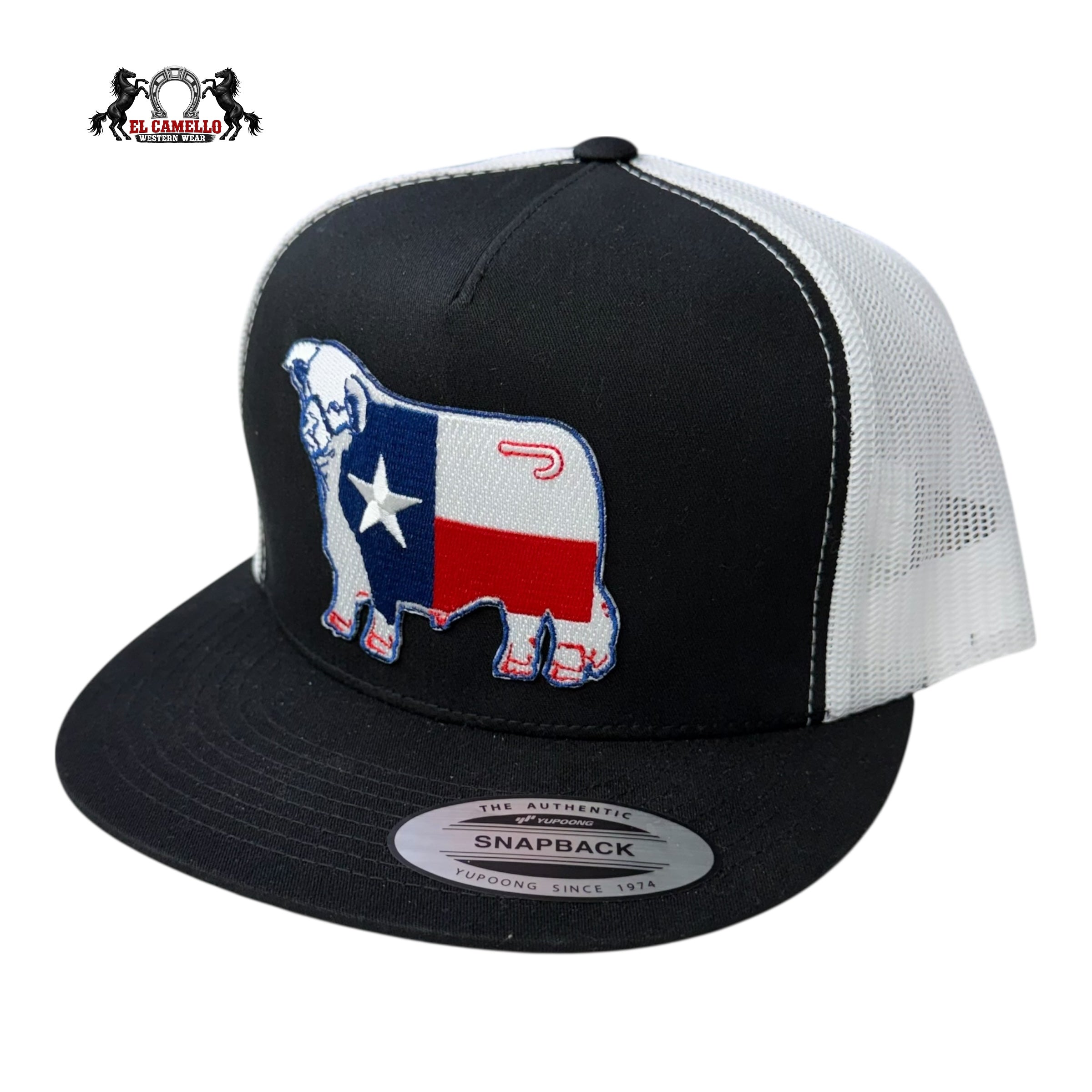 Lazy J Ranch Texas Cattle Black & White Snapback