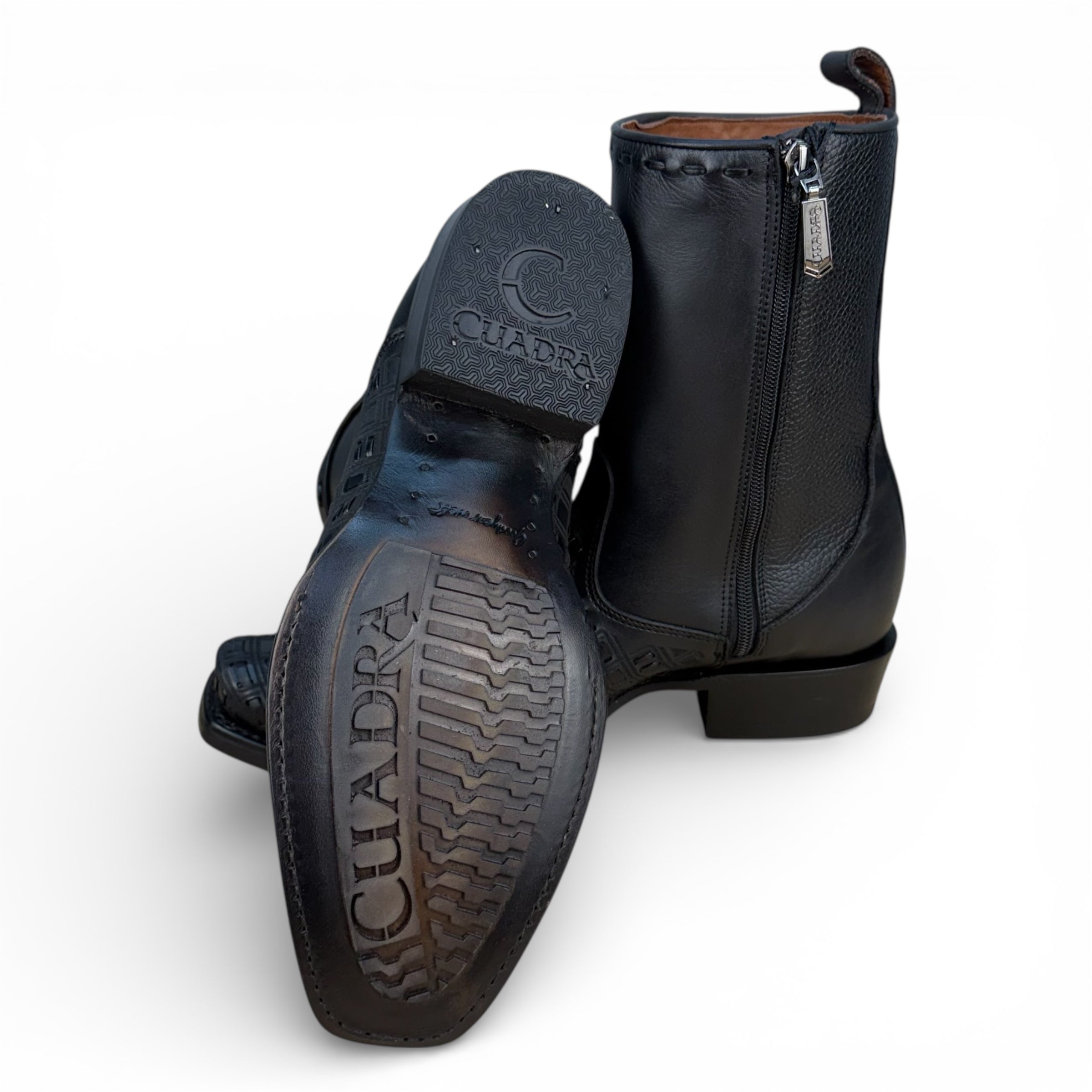 Cuadra CU941 – Black Laser-Woven Leather Boot