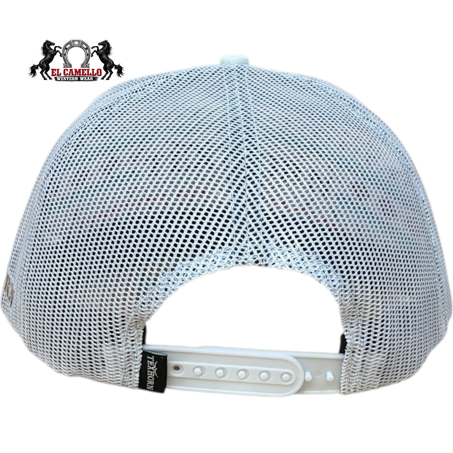 Western Texhorn Aztec Embroidered Mesh Back Snapback Cap – White &Tan