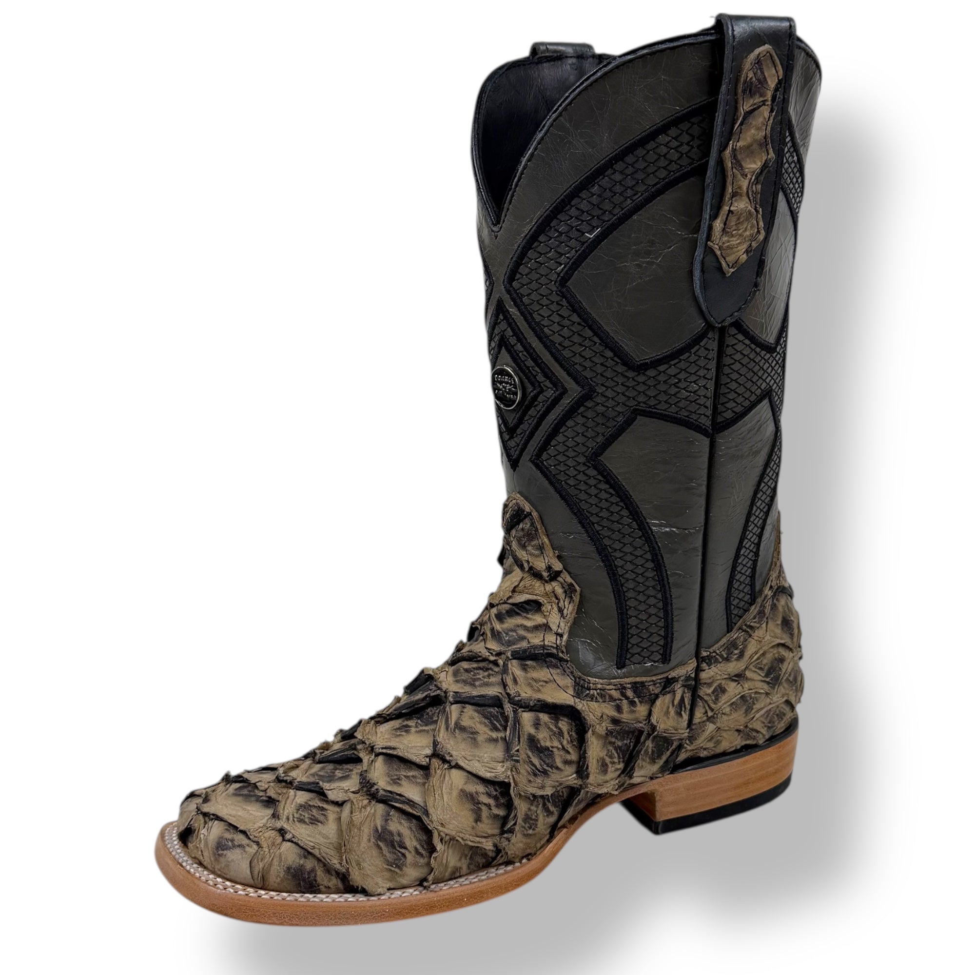 Pirarucu Musgo Matte Square Toe Cowboy Boot