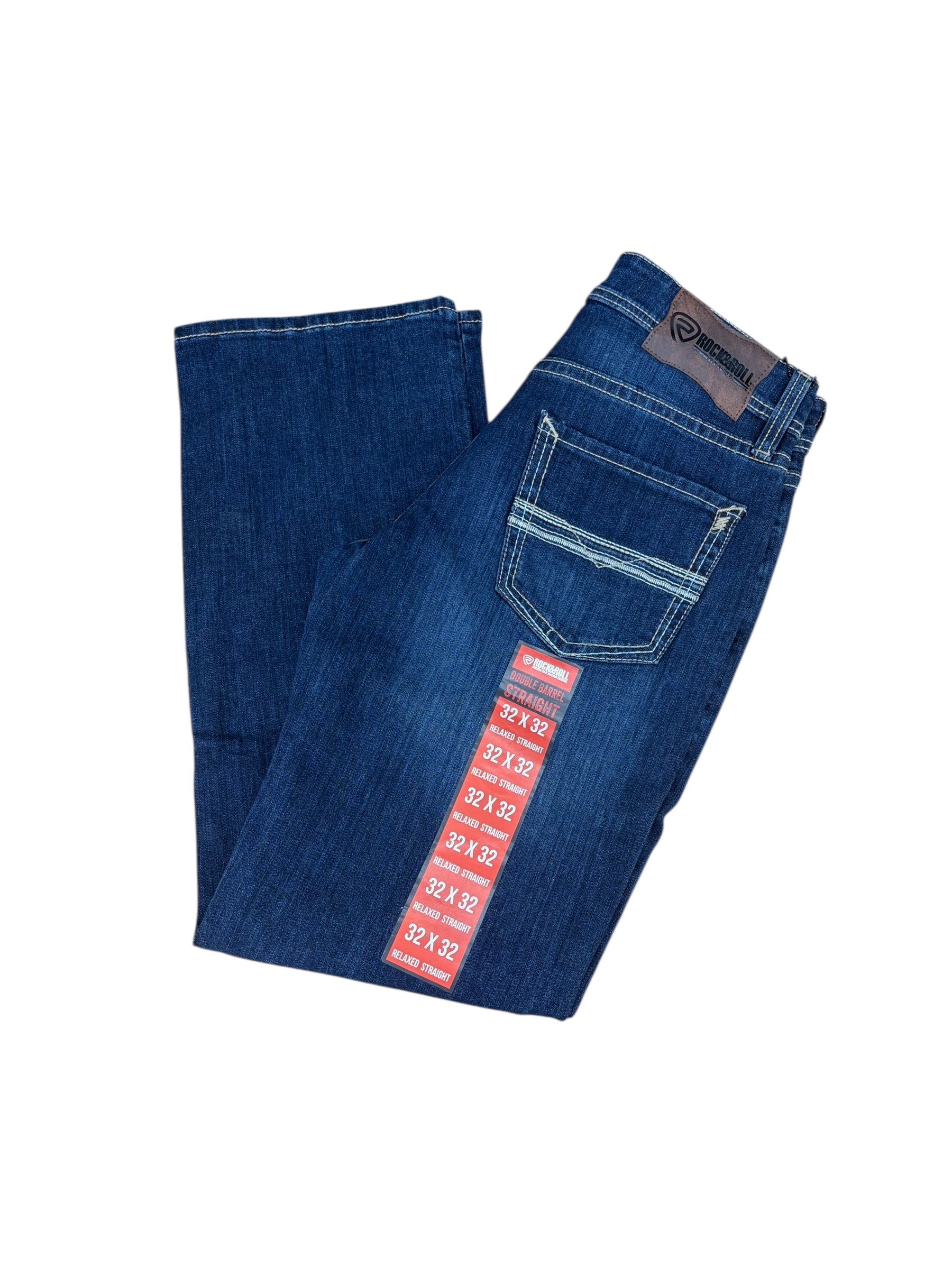 Rock & Roll Denim Men’s Double Barrel Relaxed Straight Jeans – Flex Denim, Dark Vintage Wash 6126