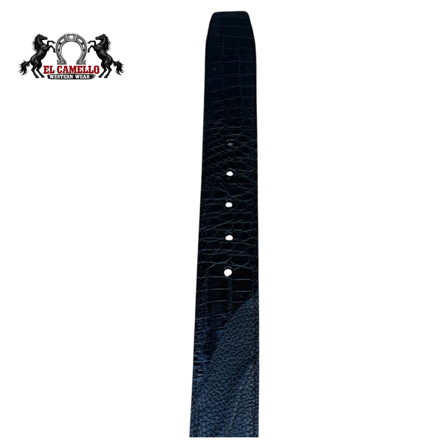 Cuadra Men’s Black Exotic Leather Belt with Matte Black Logo Buckle