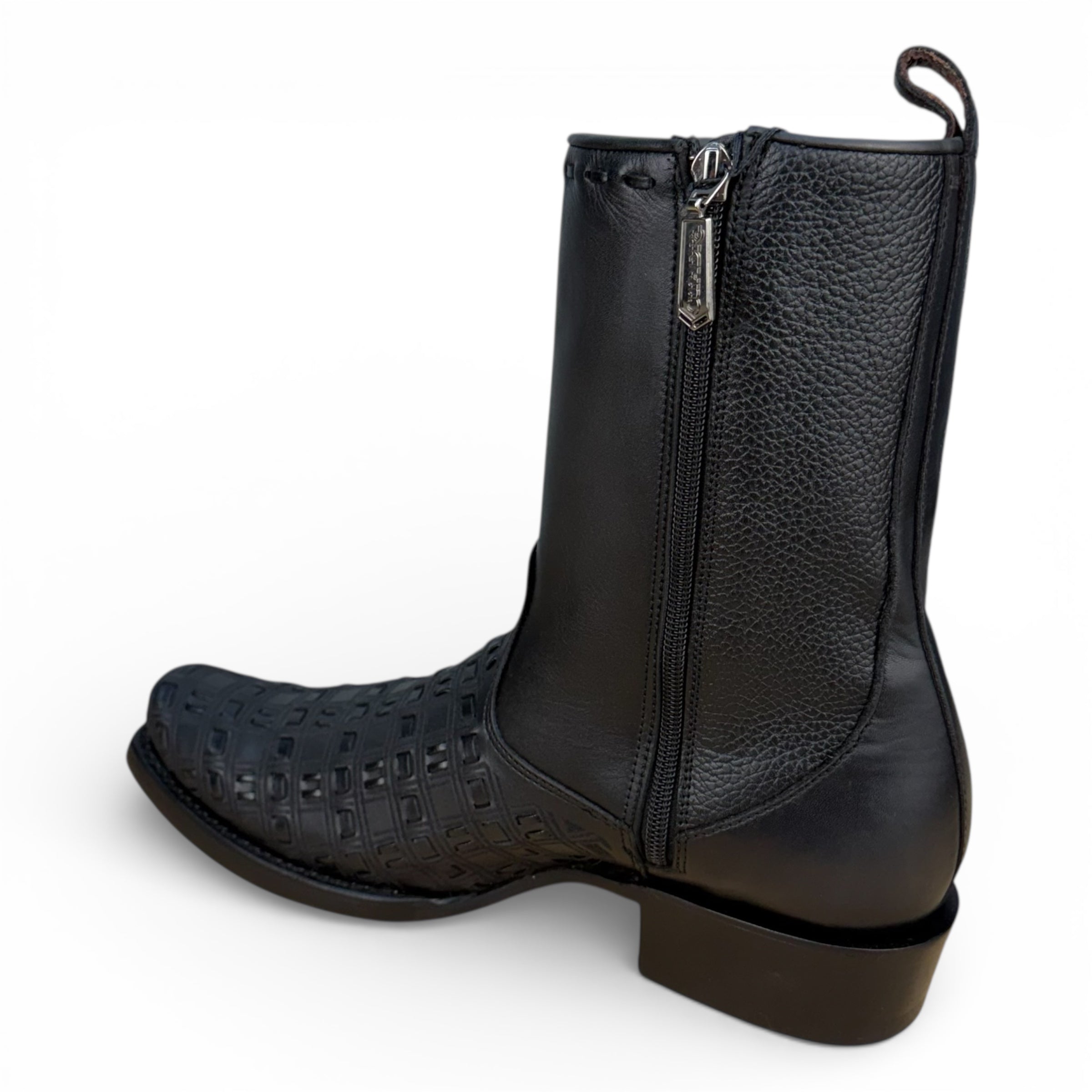 Cuadra CU941 – Black Laser-Woven Leather Boot