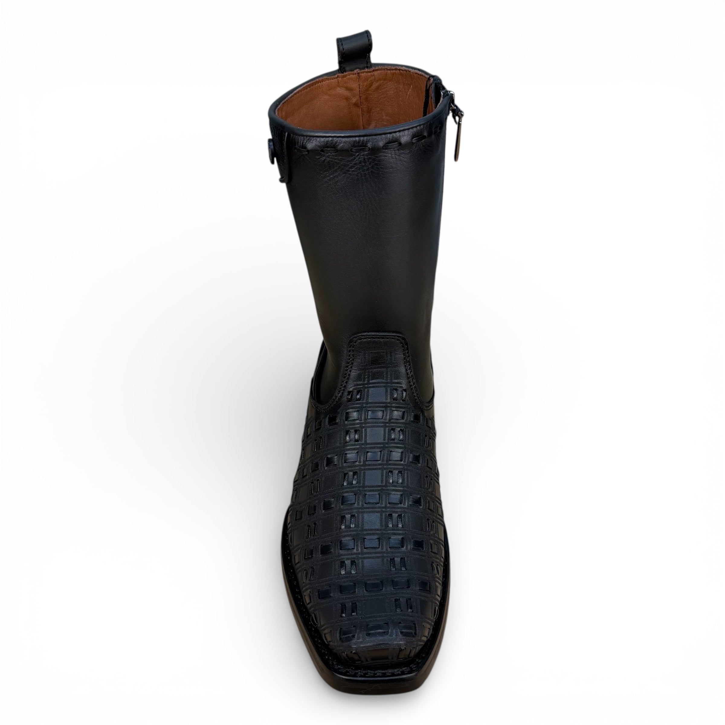 Cuadra CU941 – Black Laser-Woven Leather Boot