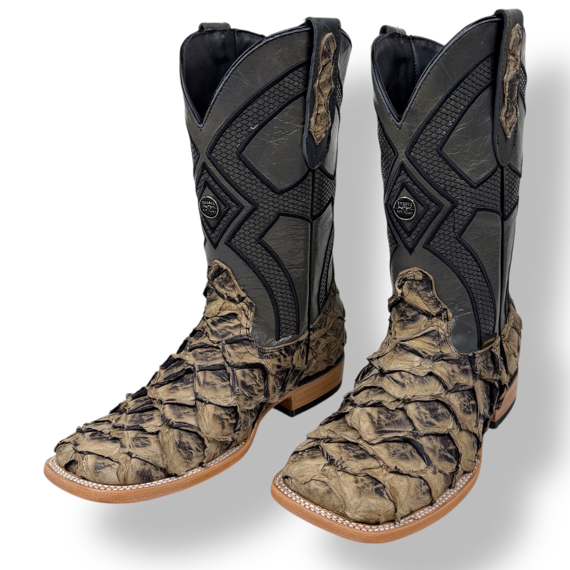 Pirarucu Musgo Matte Square Toe Cowboy Boot