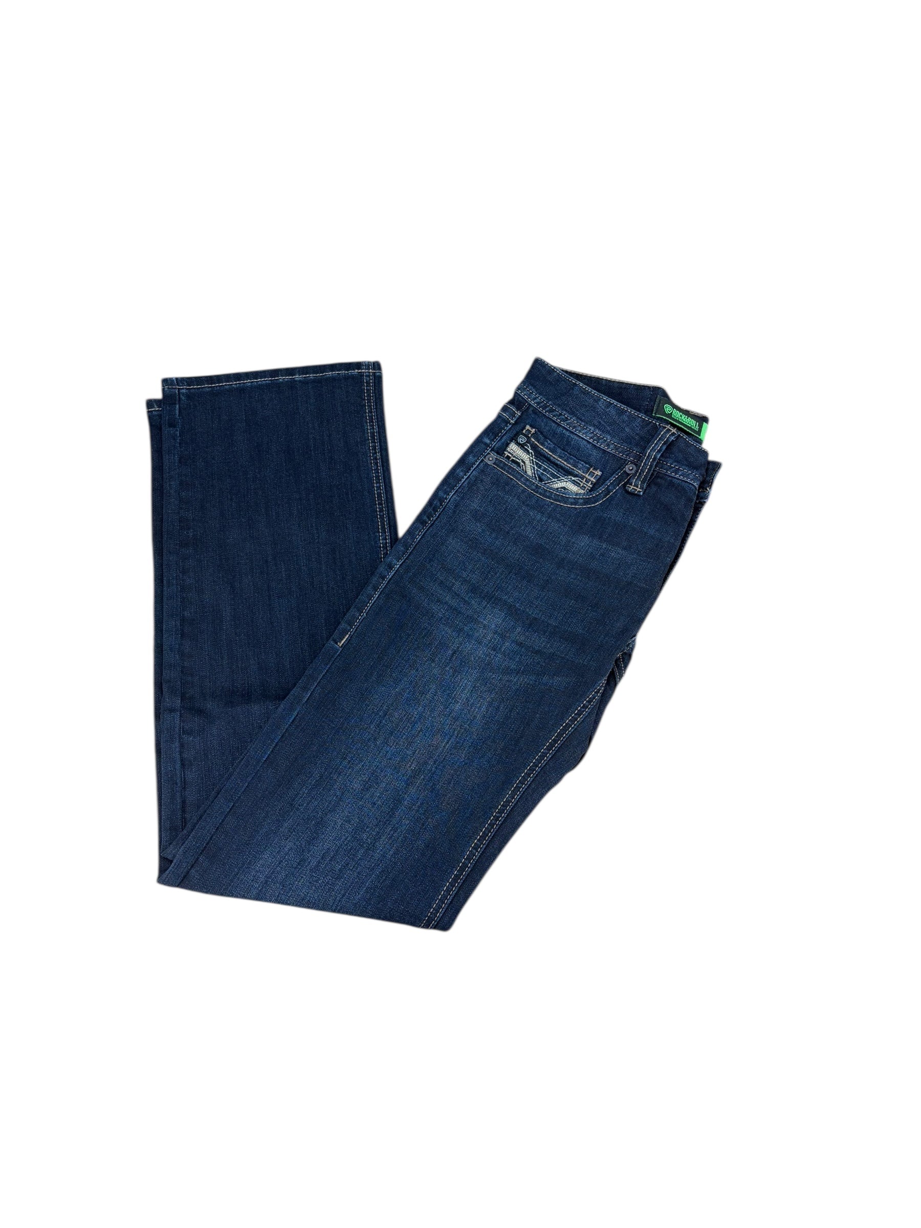 Rock & Roll Denim Men’s Pistol Regular Fit Straight Boot Jeans – Flex Denim, Dark Wash 4823