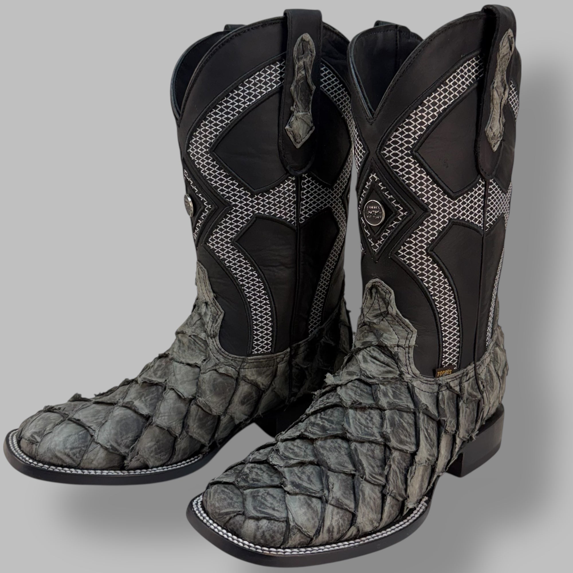 Pirarucu Graphite Matte Square Toe Cowboy Boot