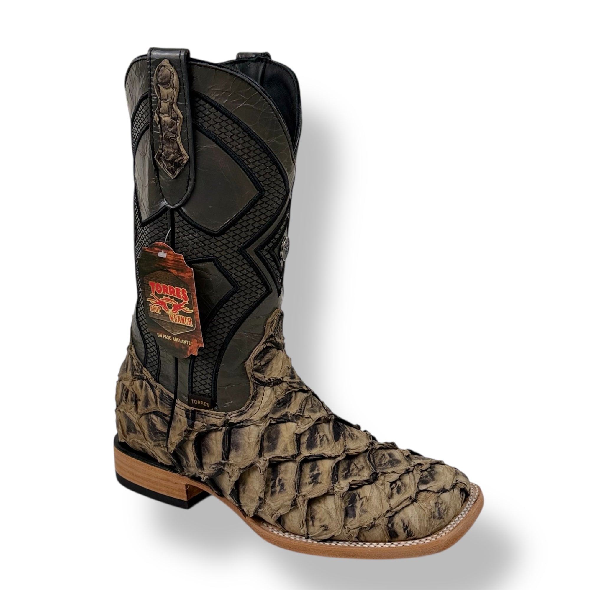 Pirarucu Musgo Matte Square Toe Cowboy Boot