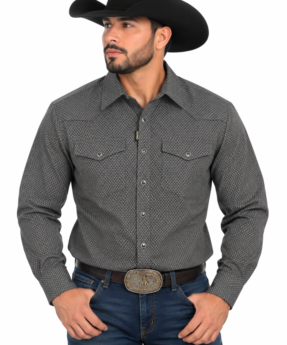 CHUXX Charcoal Micro-Pattern Western Shirt SWP-162
