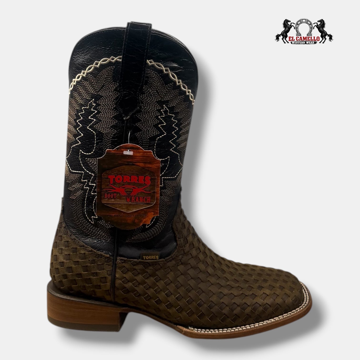 Petatillo Cafe varsa Negro Bordado Torres Boots