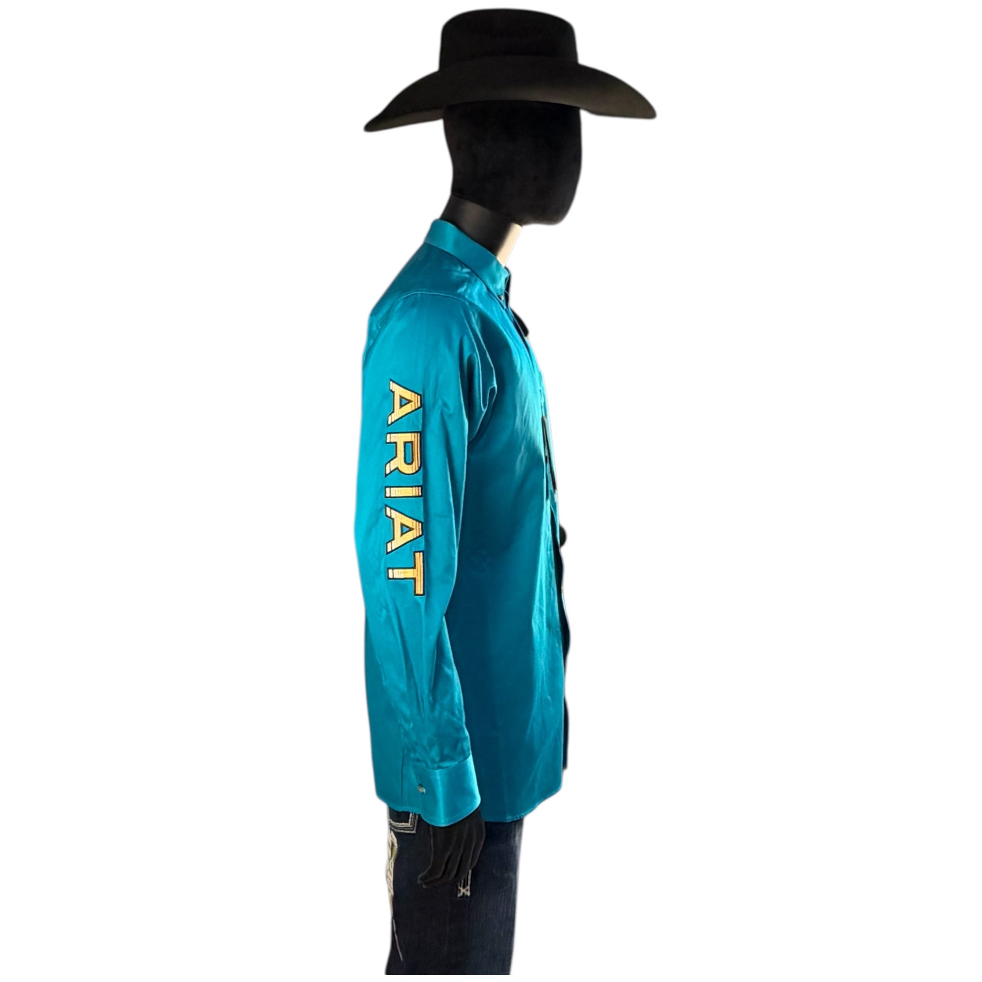 Ariat Men’s Turquoise Solid Long Sleeve Western Shirt