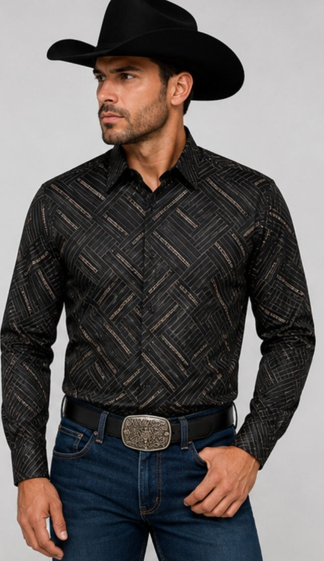 Chuxx Men's Black & Bronze Shirt CHLS2088