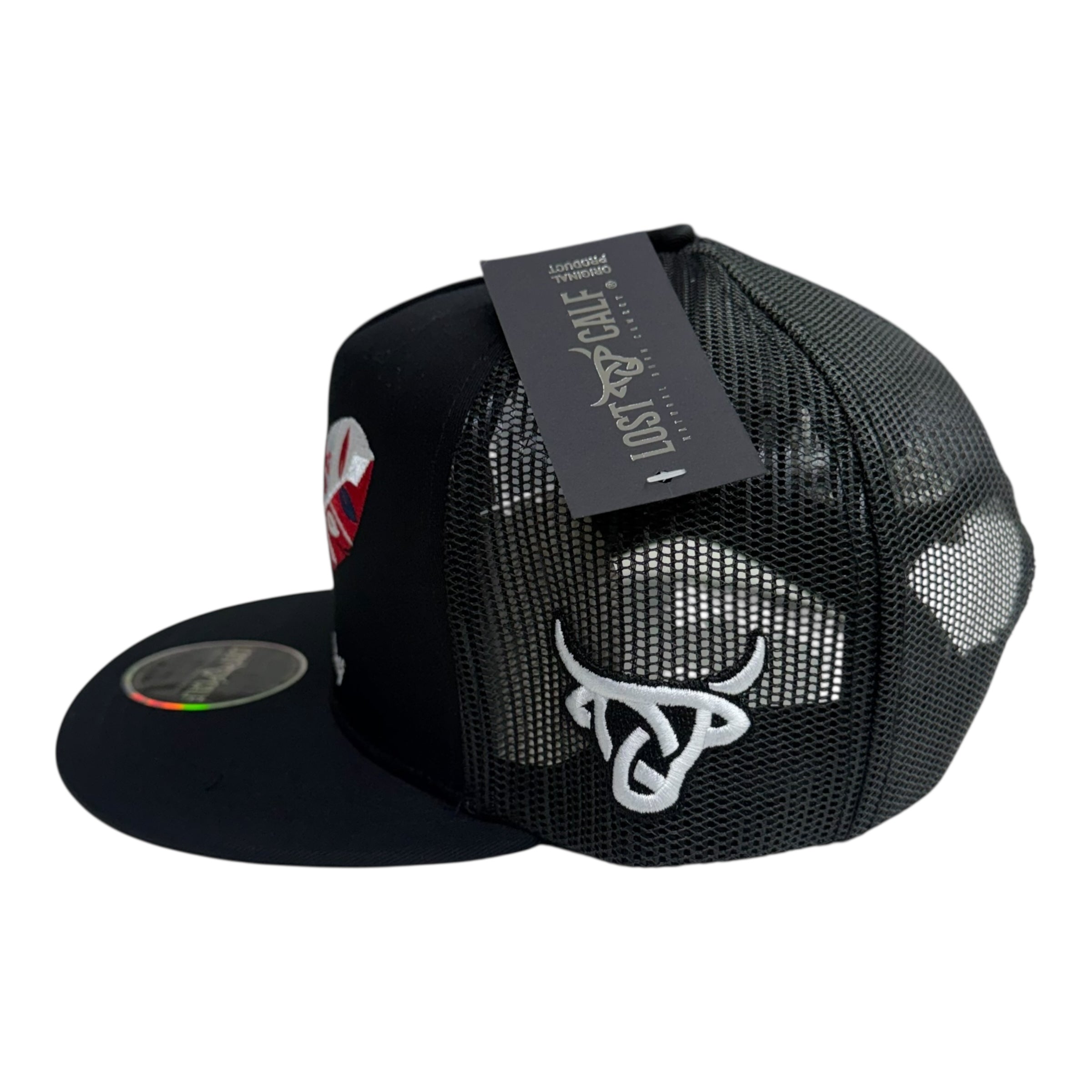 Lost Calf Patriotic Feather Mesh Cap – Black LC1009