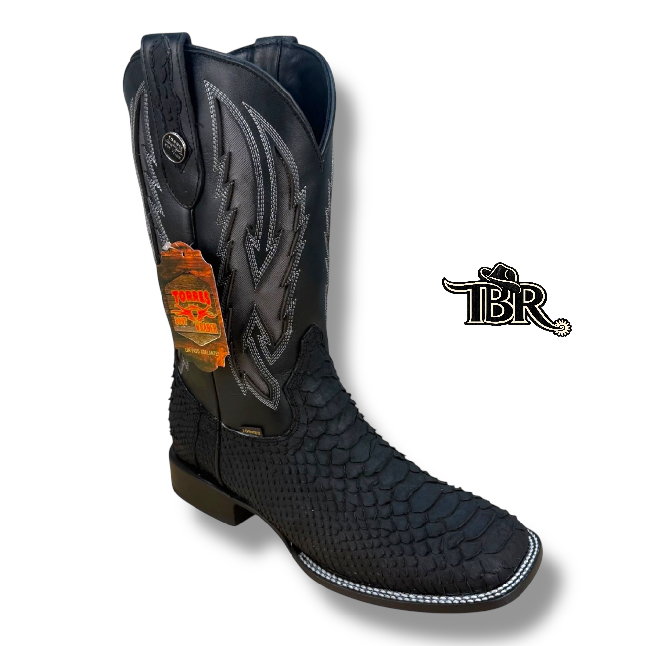 TBR Negro Mate β Rancher Square Toe Boot TBRM7030