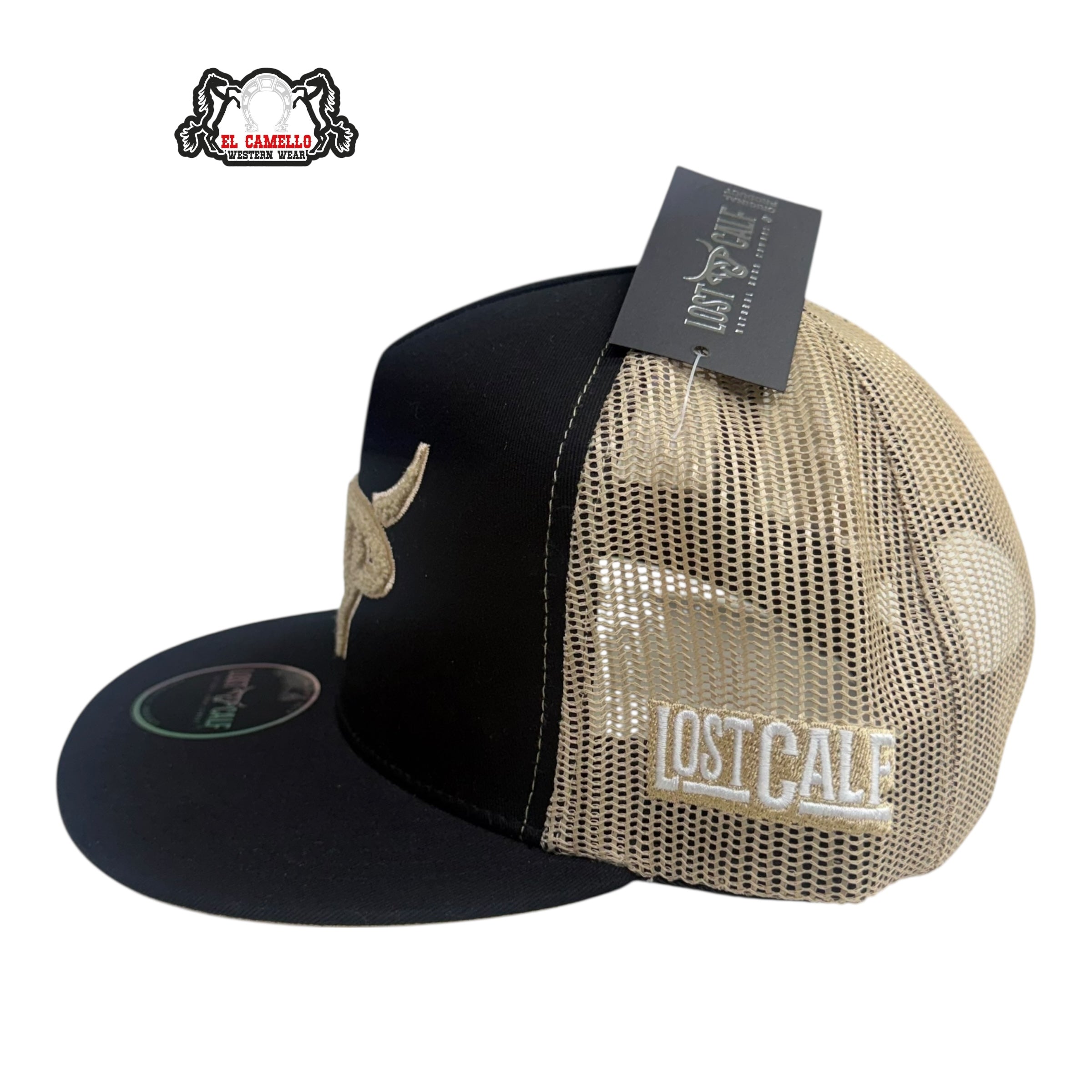 Lost Calf Classic Bull Mesh Cap – Black & Khaki LC1012