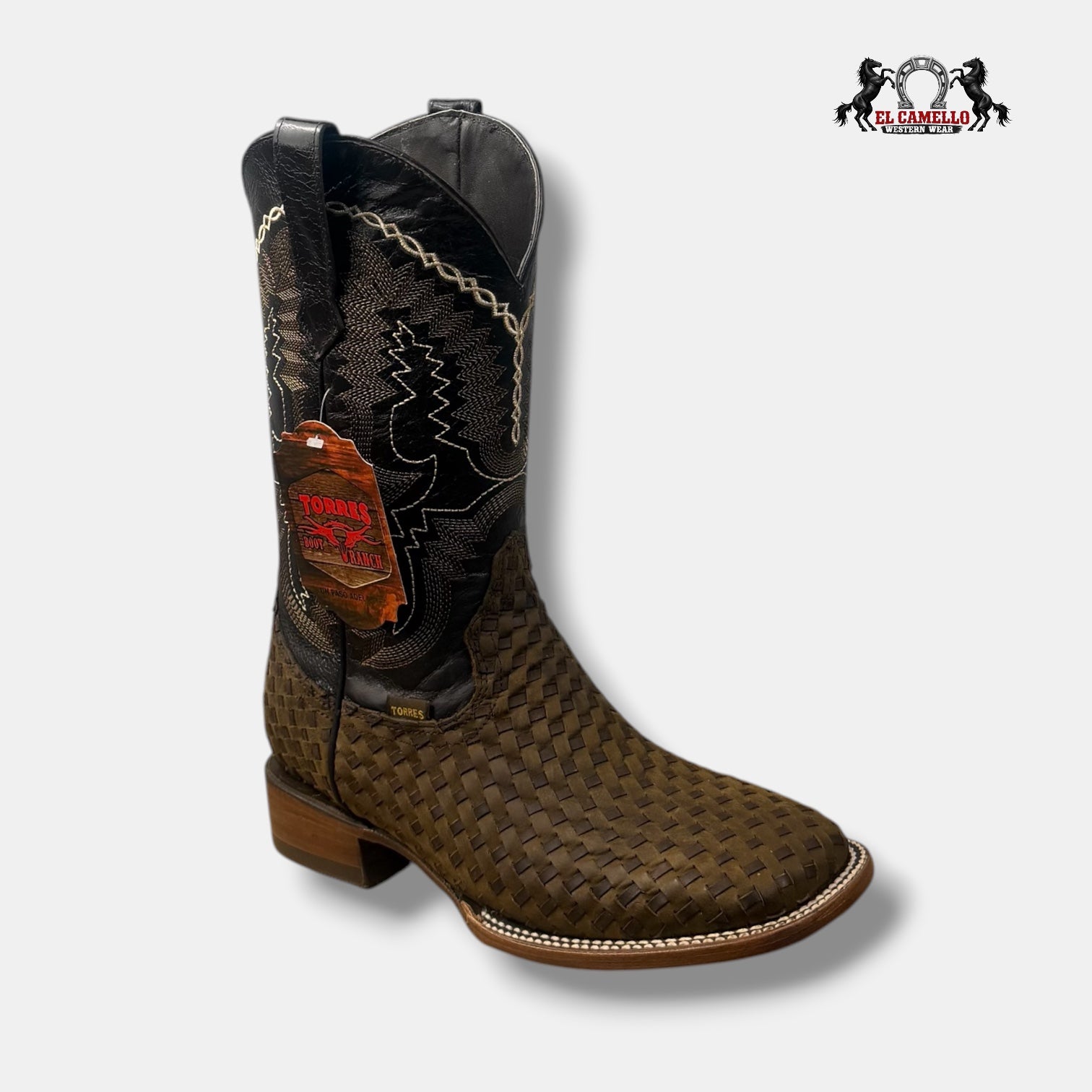 Petatillo Cafe varsa Negro Bordado Torres Boots