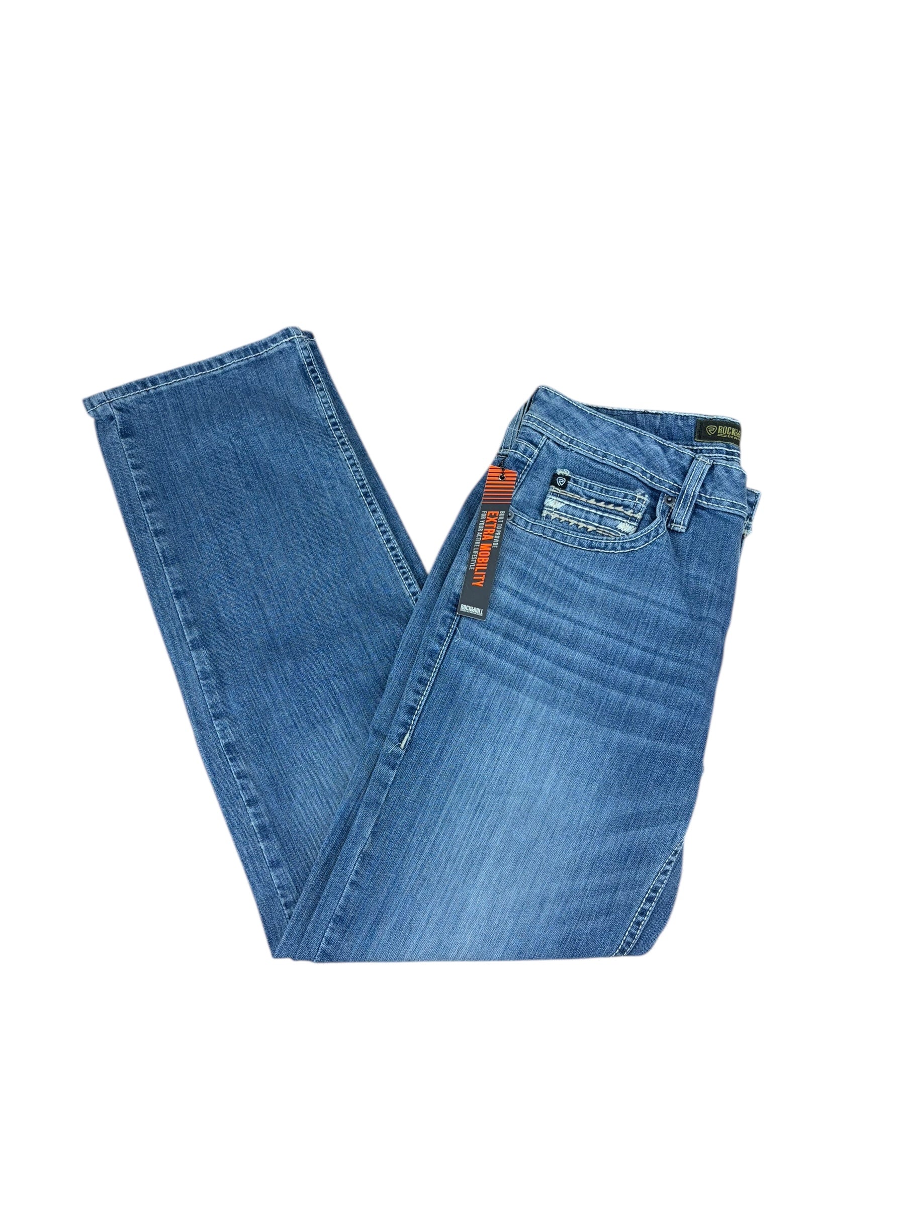 Rock & Roll Denim Men’s Pistol Regular Fit Stackable Boot Jeans – Flex Denim, Medium Wash 6127