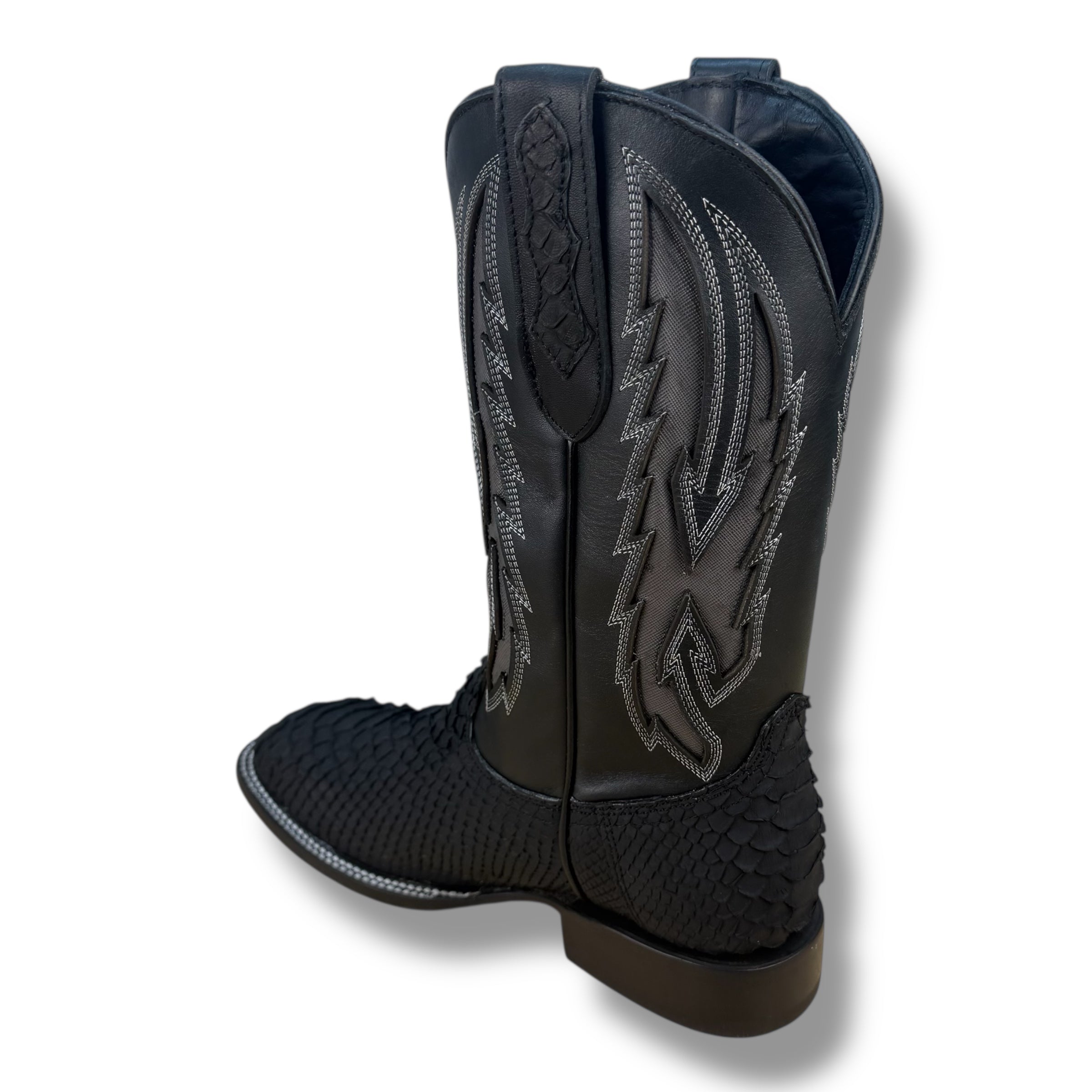 Torres Boot Ranch – Piton Negro Matte Genuine Exotic Leather Cowboy Boot