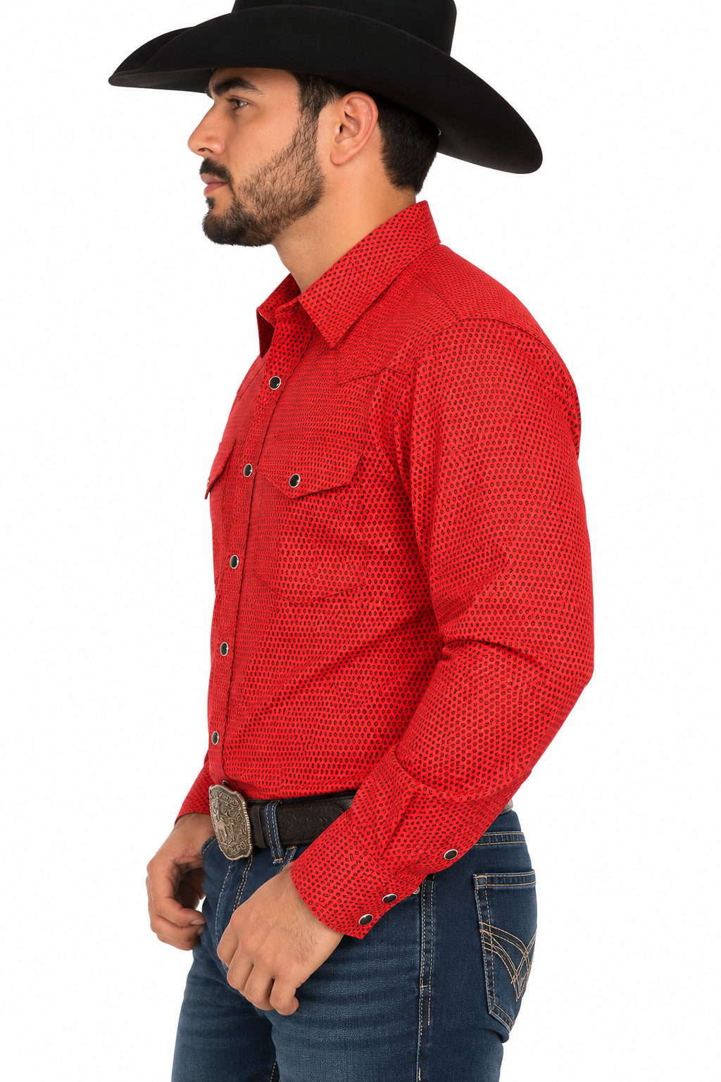 CHUXX Red Geometric Western Shirt-SWP-175