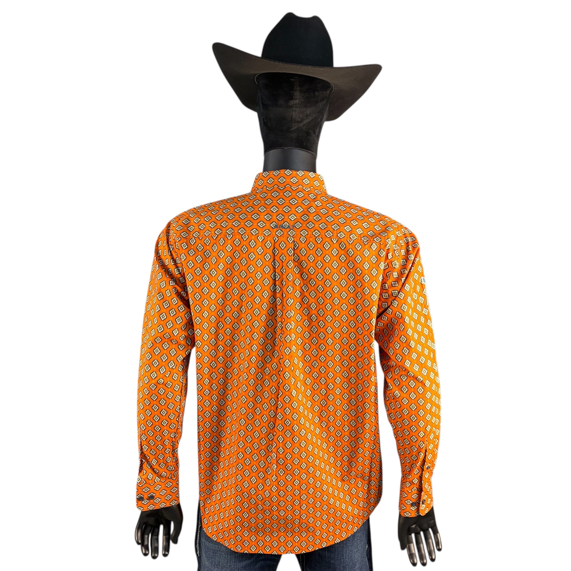 Ariat Men’s Orange FR Geo Print Long Sleeve Work Shirt
