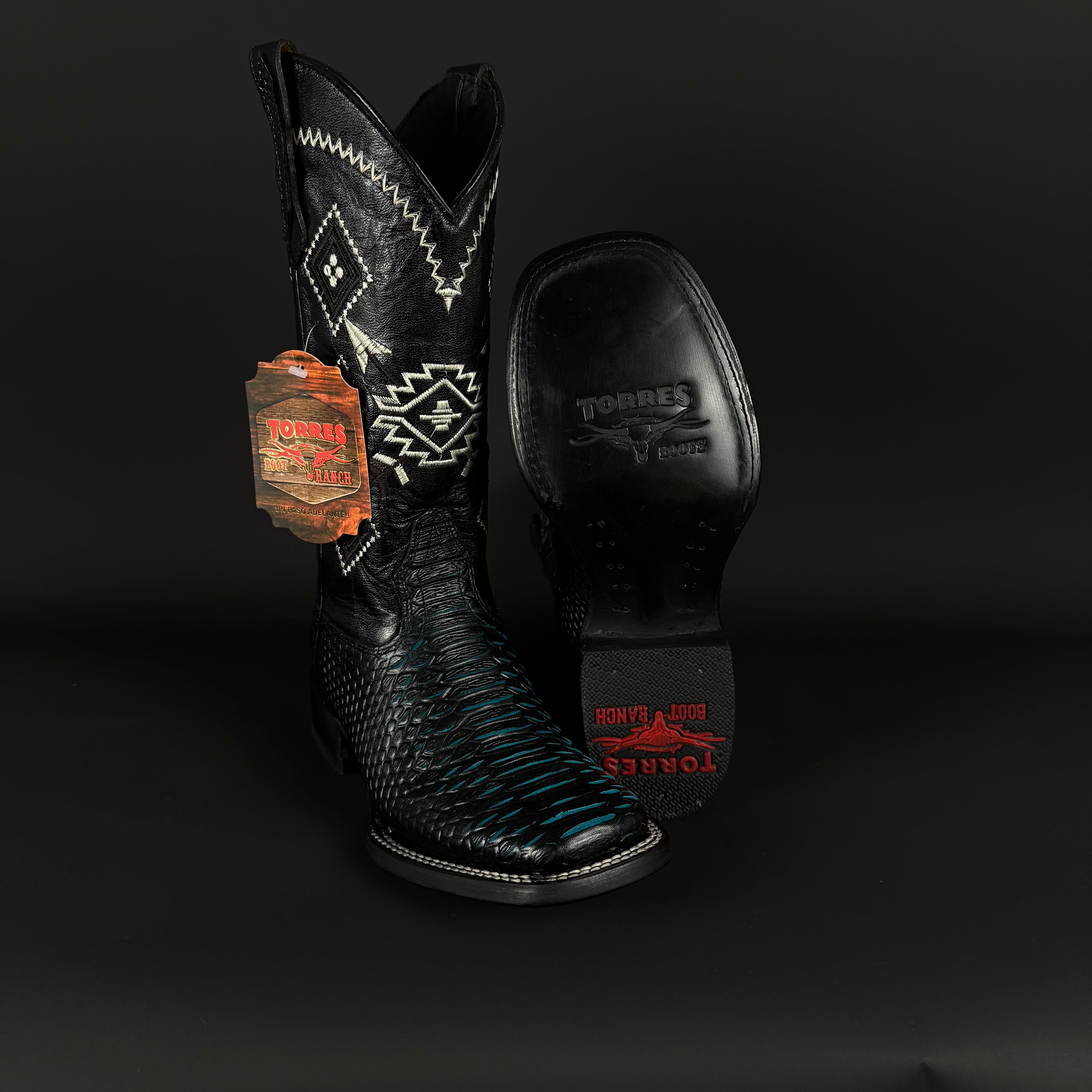 Torres Boot Ranch - Python Print - Black/Acua