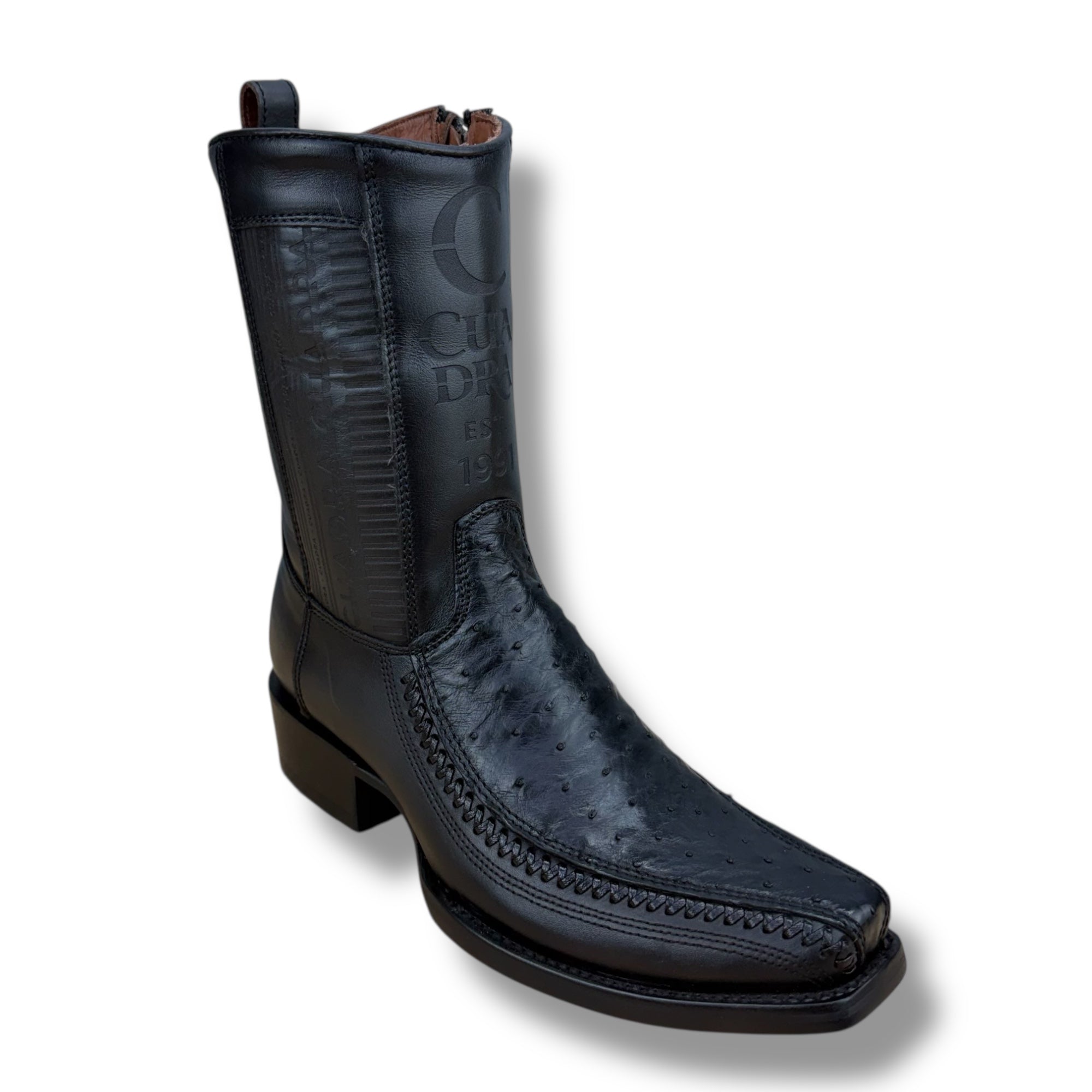 Cuadra CU802 – Black Ostrich Leather Boot