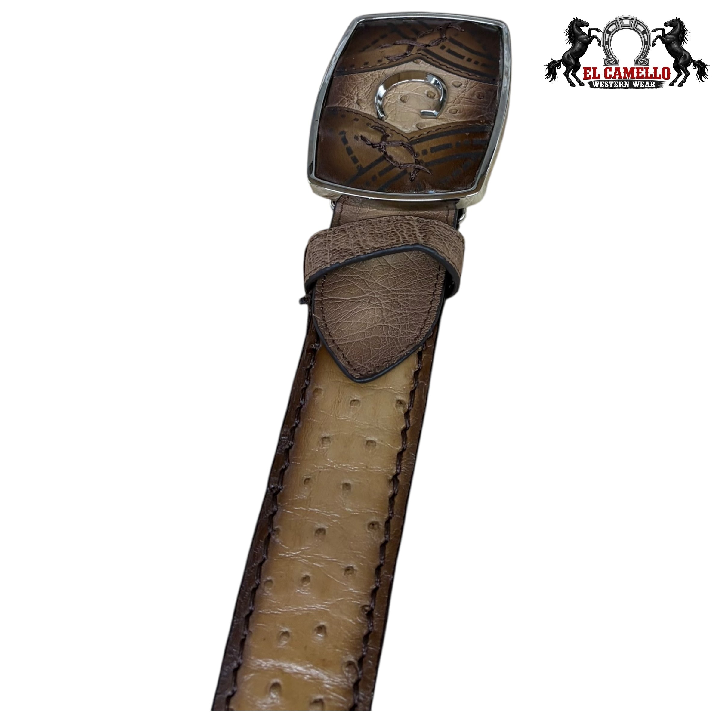 Cuadra Men’s Genuine Ostrich Leather Western Belt – Tan BC354