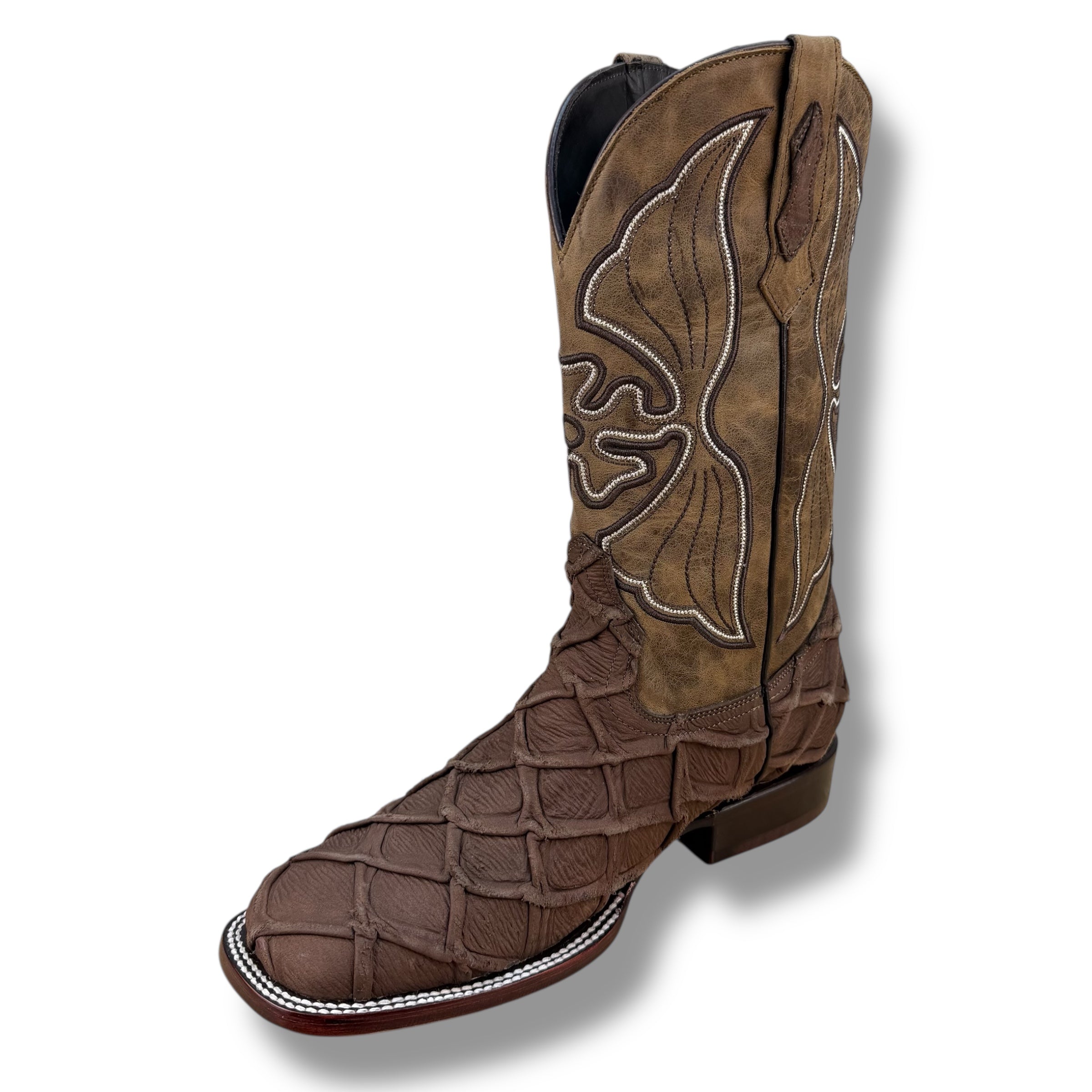 Desert Ember Matte Brown Pirarucu Leather Boots - Square Tow