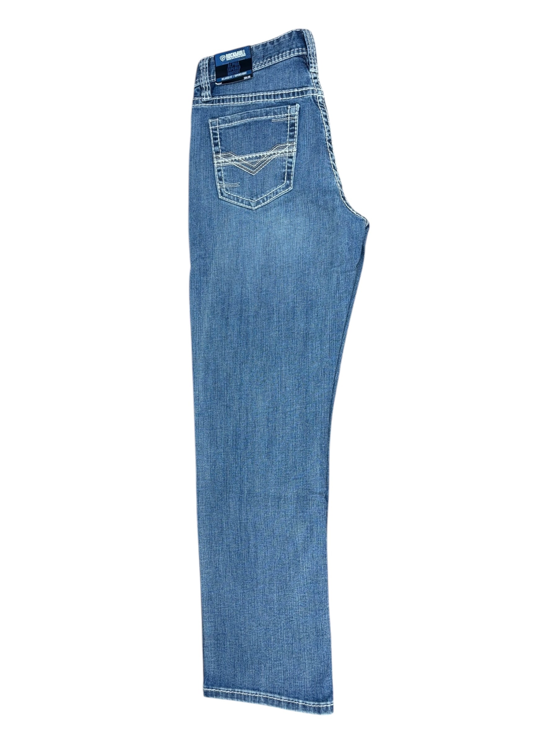 Rock & Roll Denim Men’s Alpha Tapered Bootcut Jeans – Traditional Relaxed Fit, Medium Wash 6235