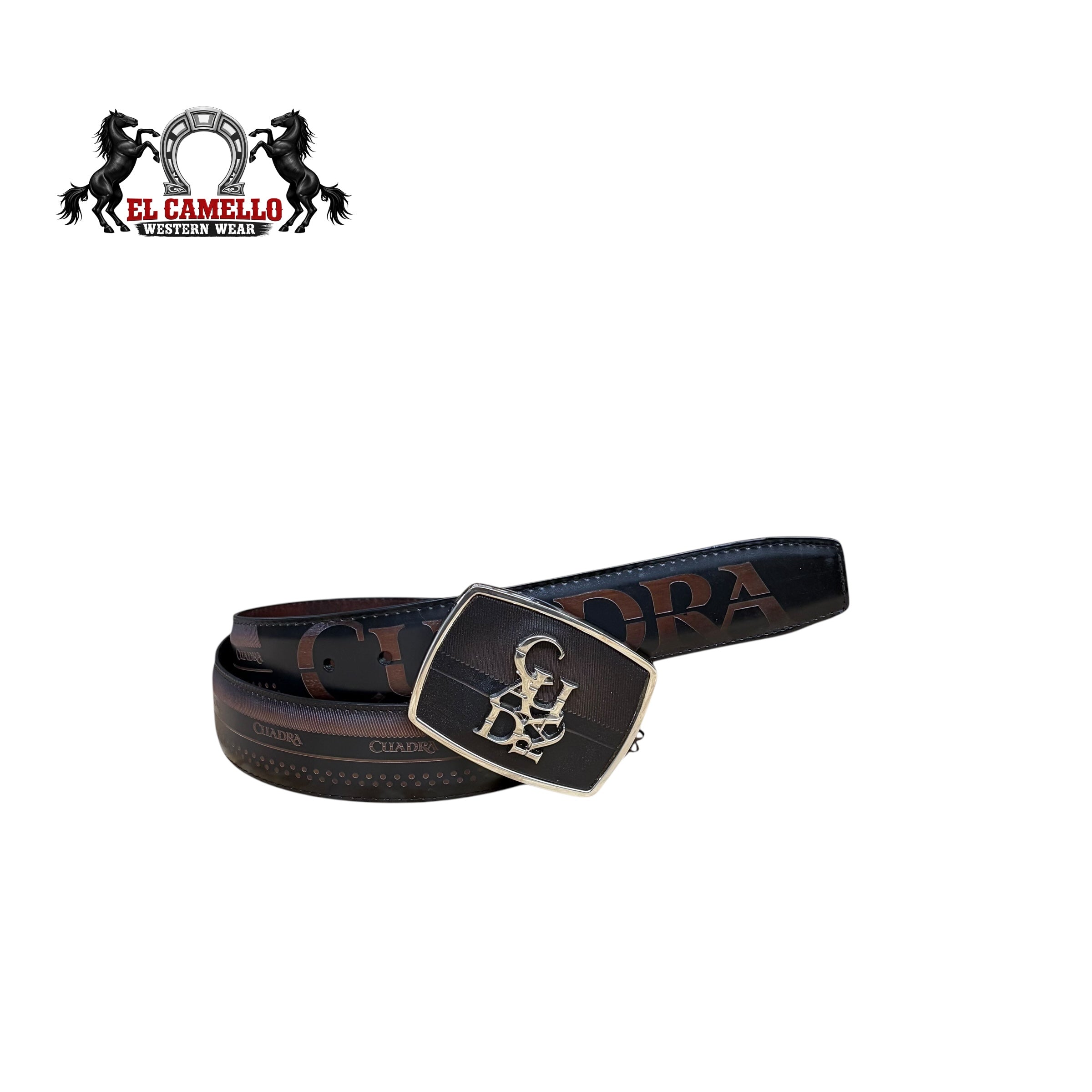 Cuadra Men’s Black Leather Belt with Logo Buckle BC367