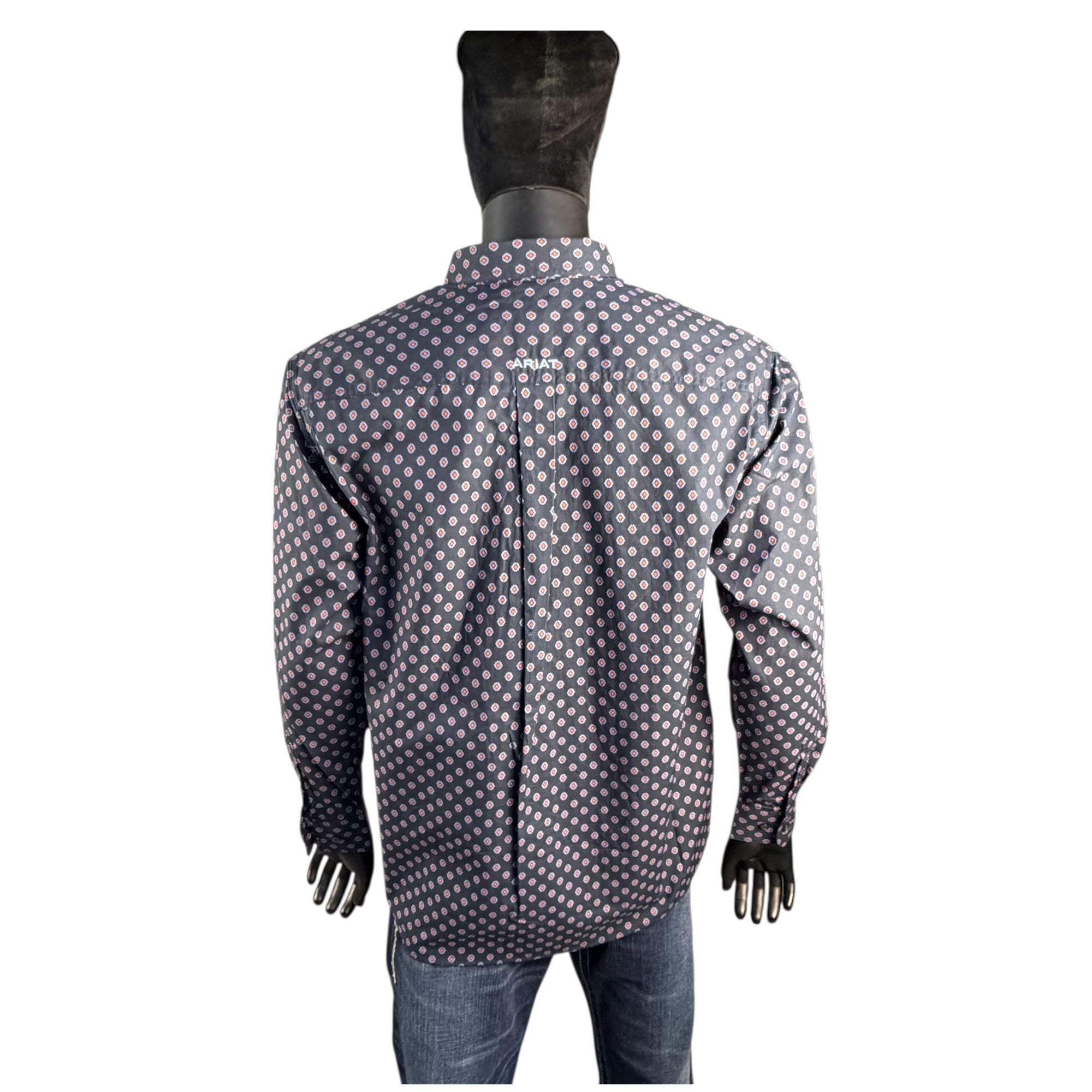 Ariat Men’s Long Sleeve Geo Print Button-Down Shirt – Charcoal