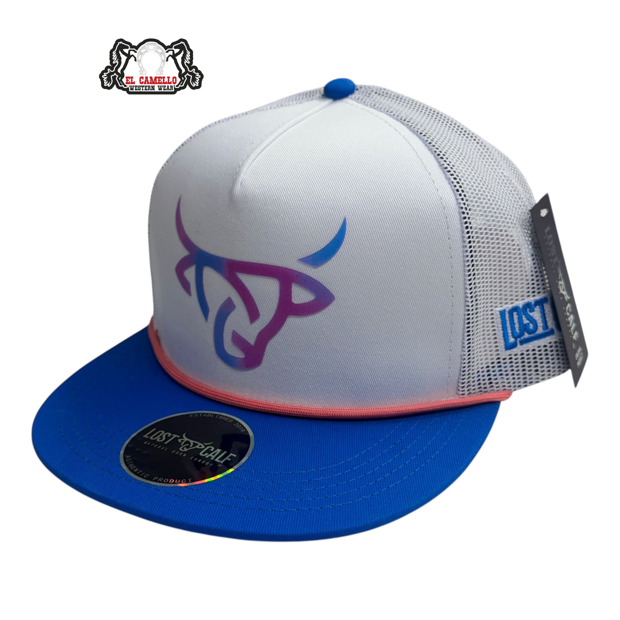 Lost Calf Gradient Bull Rope Mesh Cap – White & Blue LC1011