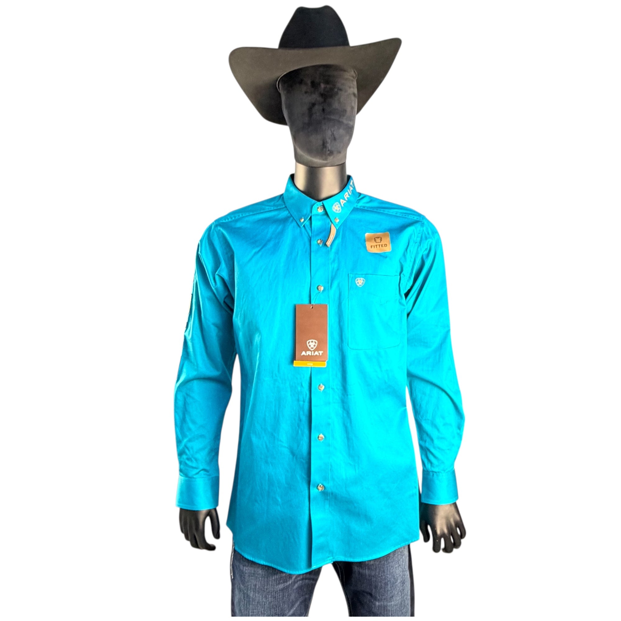 Ariat Men’s Turquoise Solid Long Sleeve Western Shirt