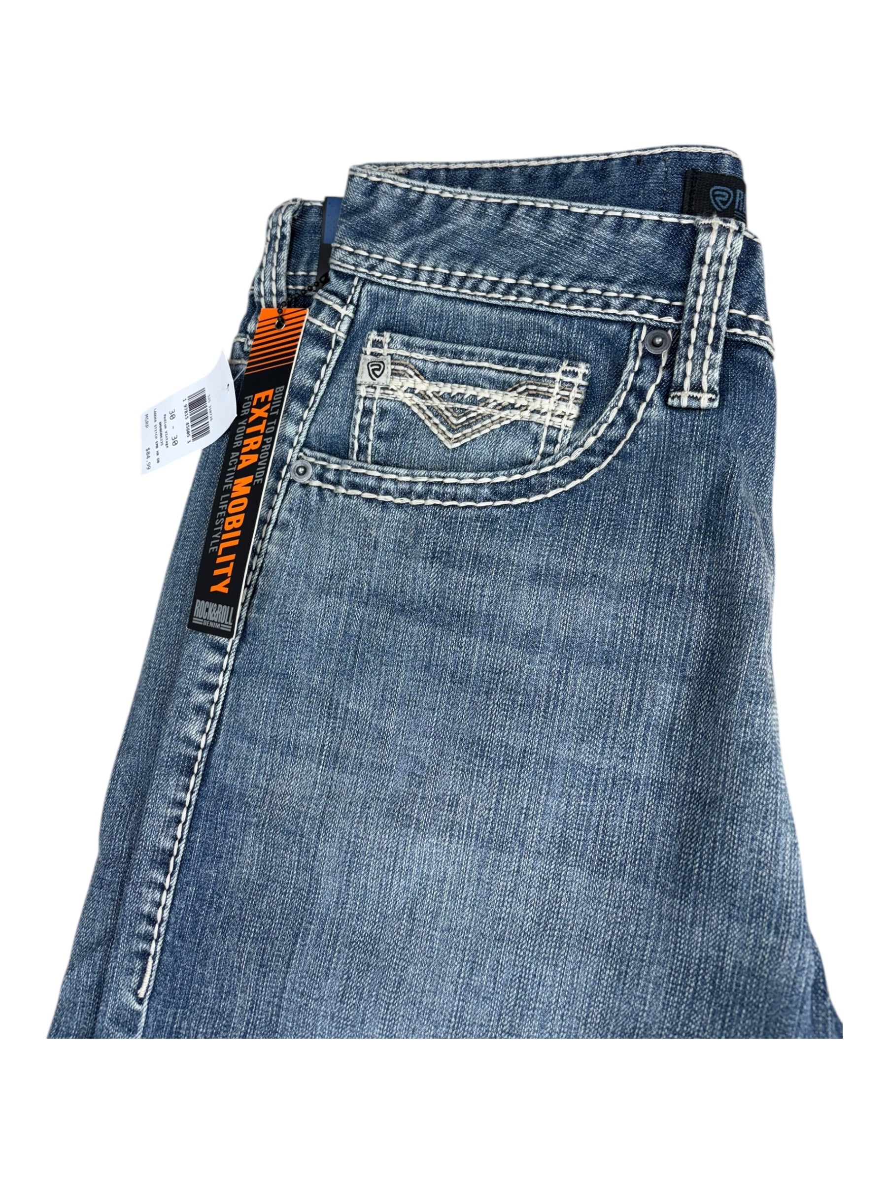 Rock & Roll Denim Men’s Alpha Tapered Bootcut Jeans – Traditional Relaxed Fit, Medium Wash 6235