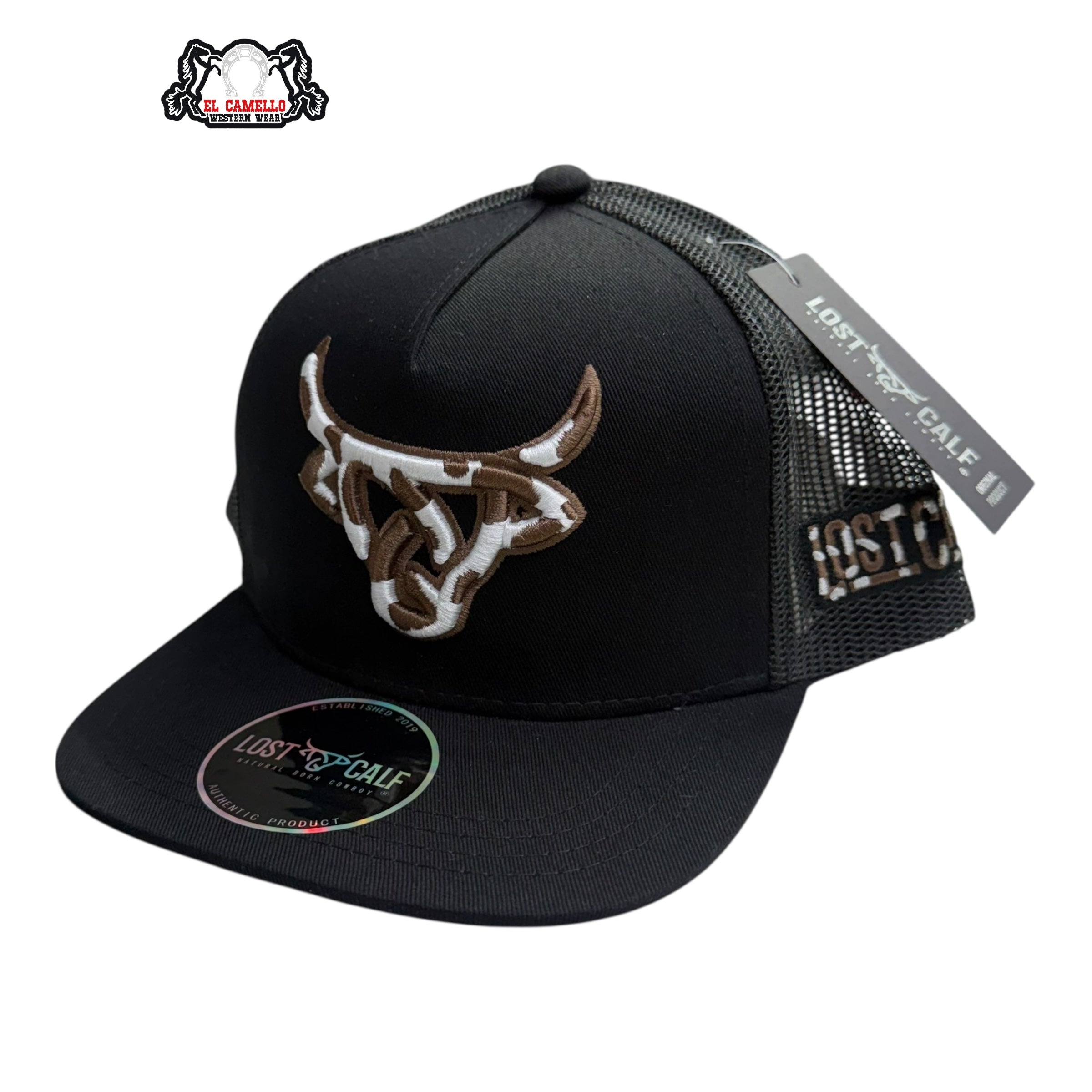 Lost Calf Kids Bull Mesh Cap – Black & Brown LCK2002