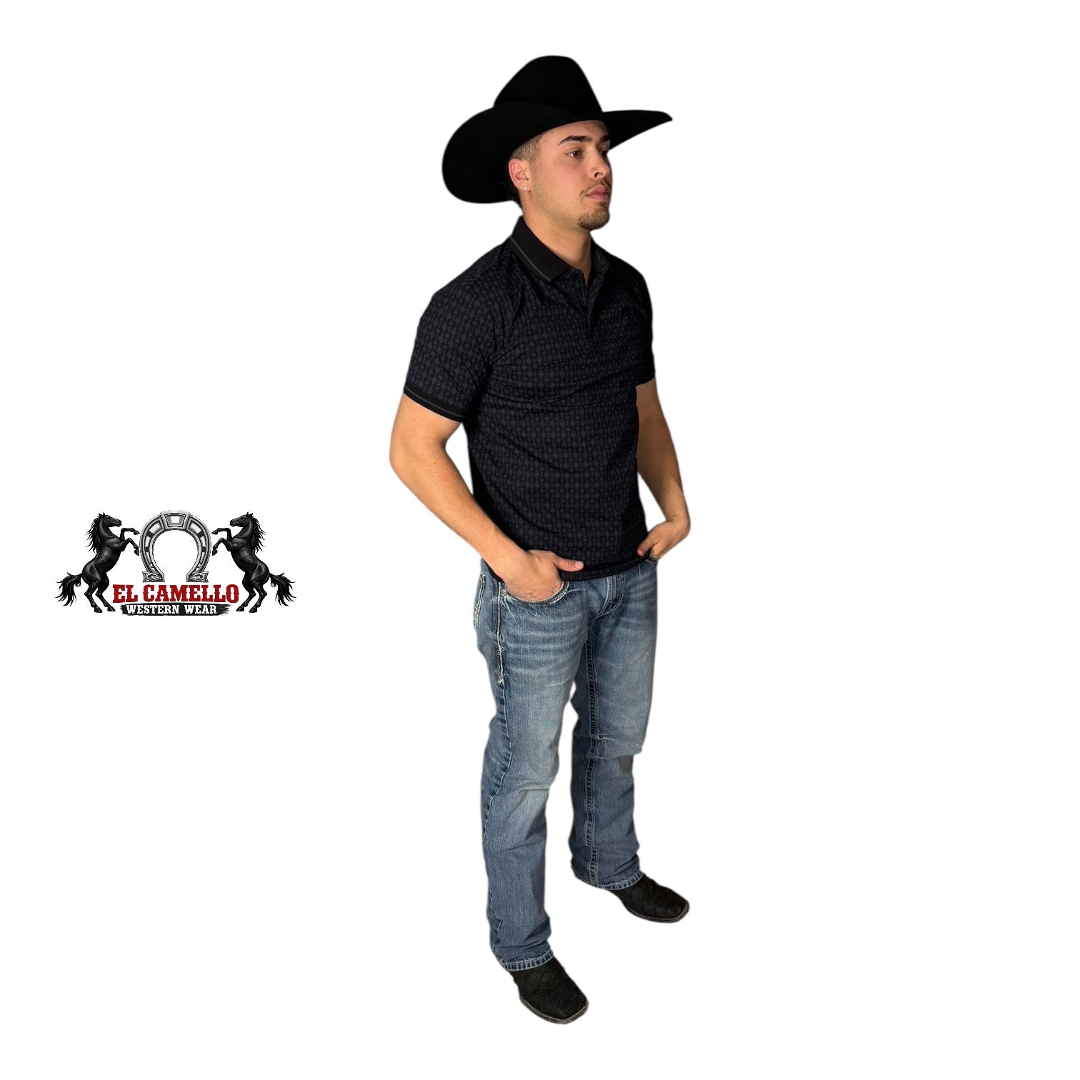 LAM-28230 Men’s Western Polo – Black
