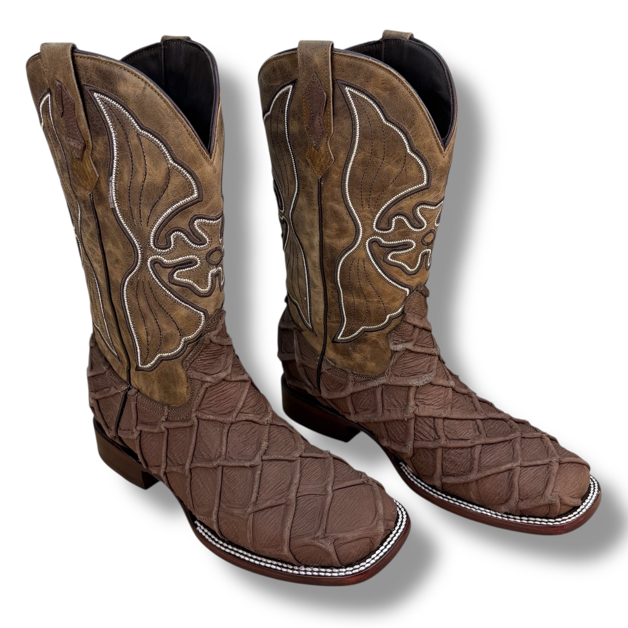 Desert Ember Matte Brown Pirarucu Leather Boots - Square Tow