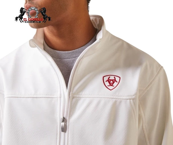 Ariat Men’s White Mexico Flag Softshell Jacket – Full Zip Western Performance Jacket 10043549