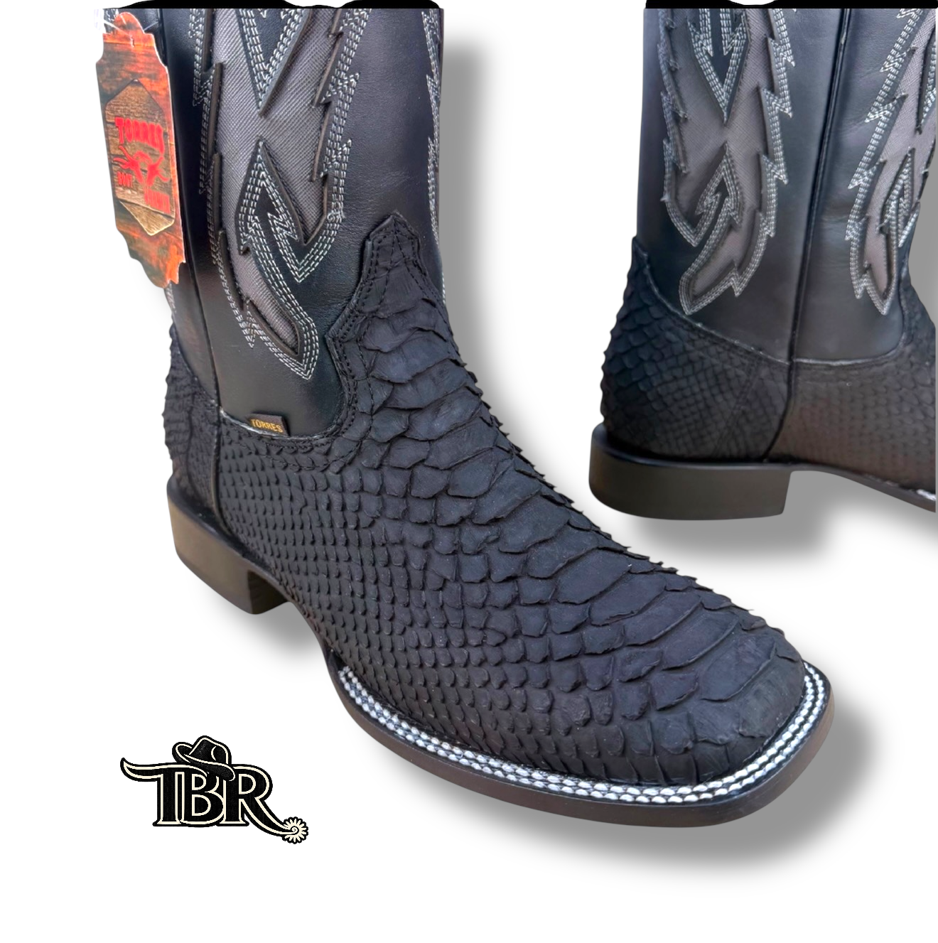 TBR Negro Mate – Rancher Square Toe Boot TBRM7030