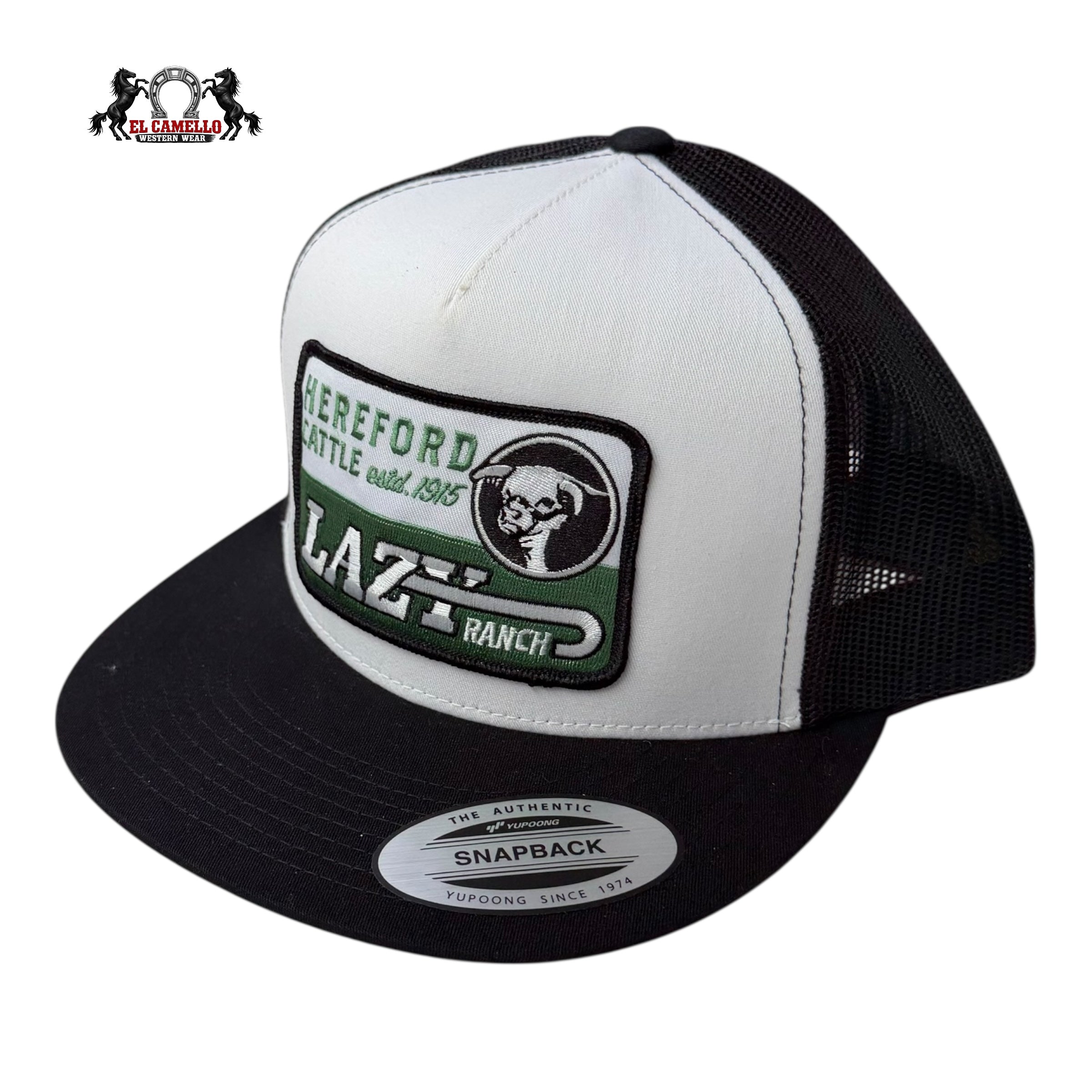 Lazy J Ranch Hereford Cattle Black & White Snapback