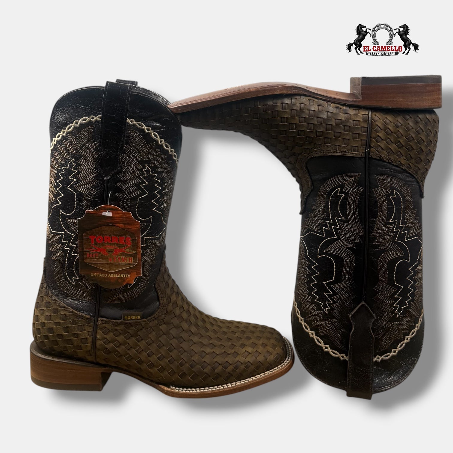 Petatillo Cafe varsa Negro Bordado Torres Boots