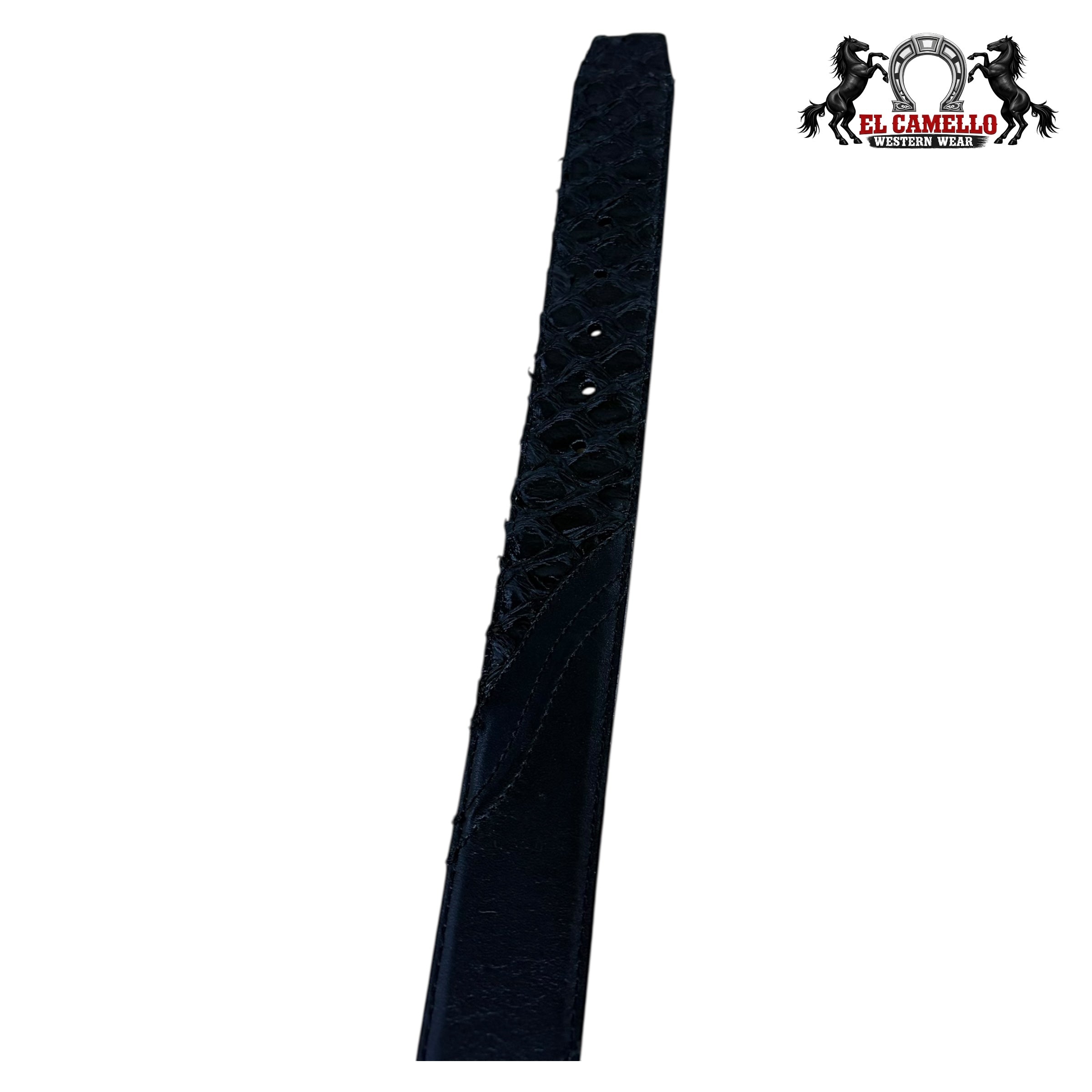Cuadra Men’s Black Exotic Leather Belt with Logo Buckle BC357