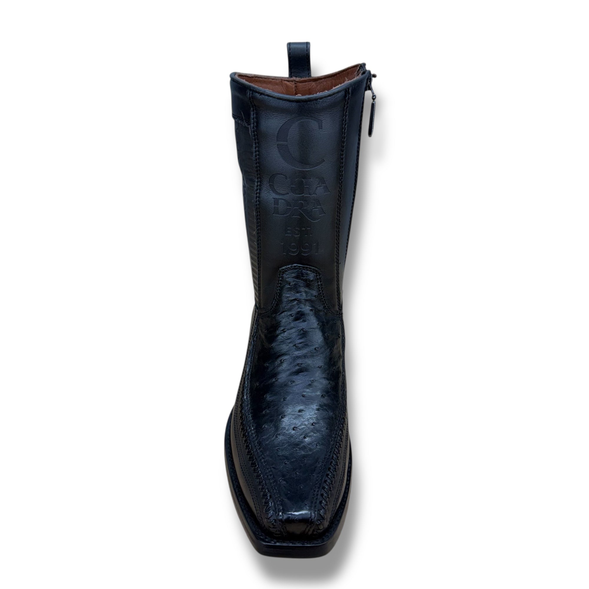 Cuadra CU802 – Black Ostrich Leather Boot