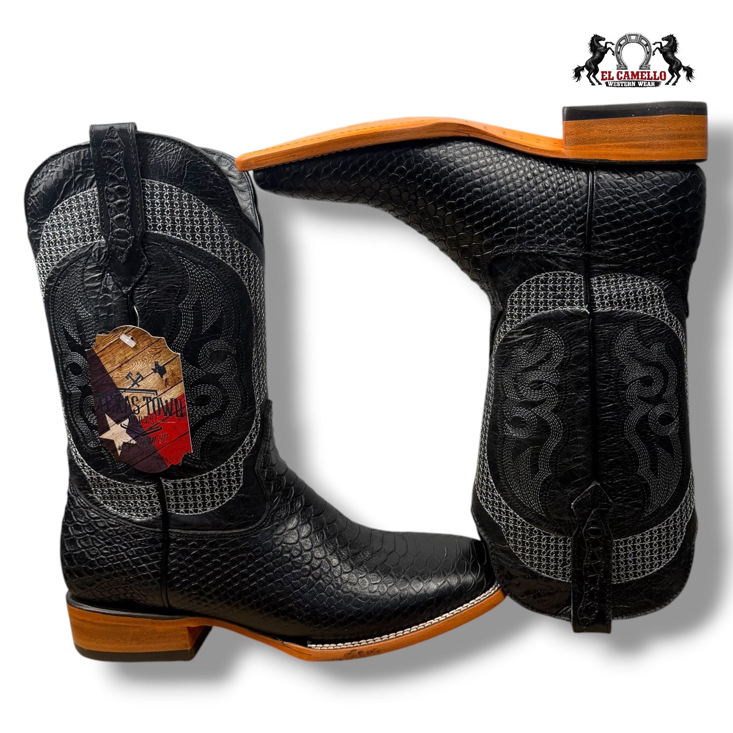 Python Negro Bordado Torres Boots TBRCC166
