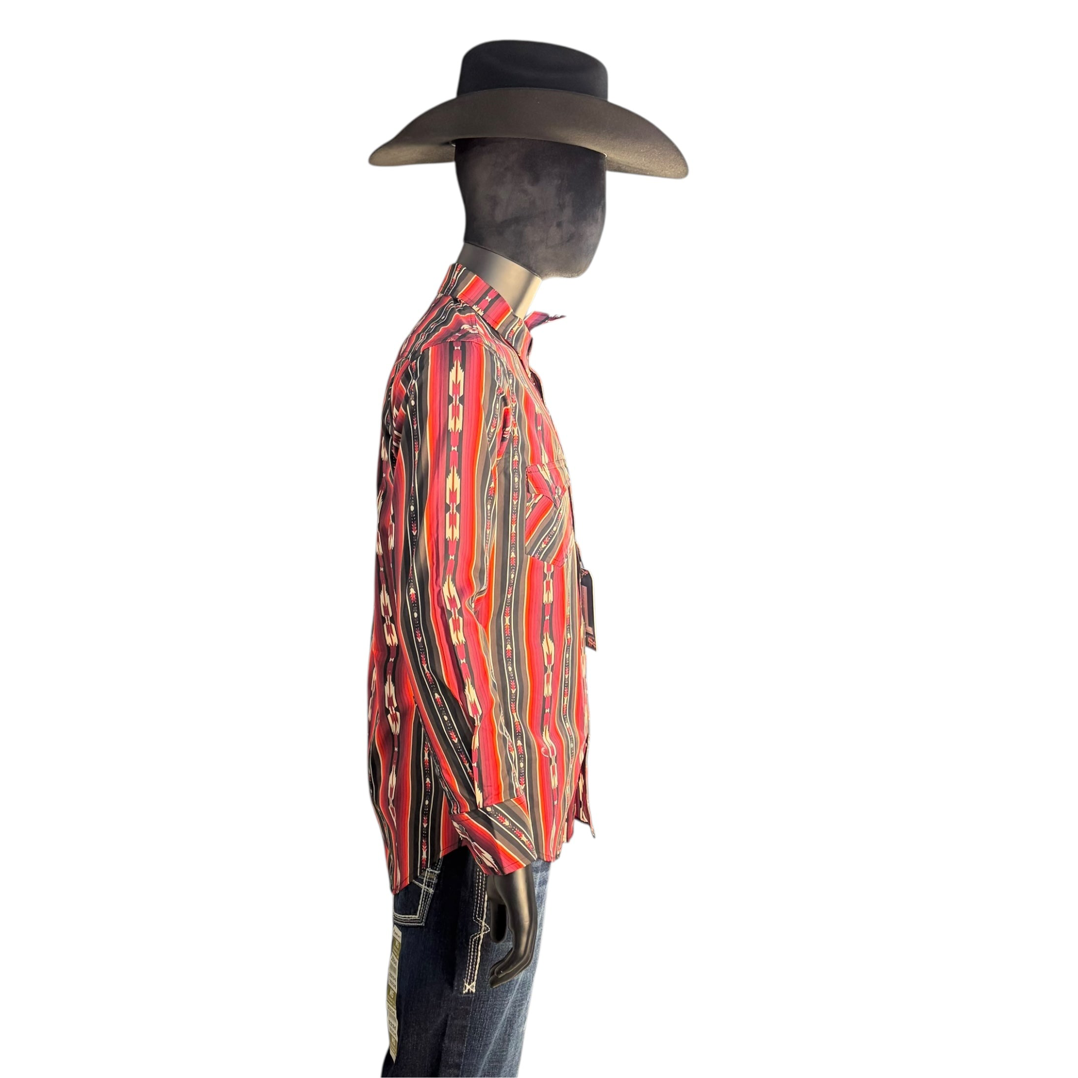 Men’s Rock & Roll Bold Southwestern Stripe Long Sleeve Western Shirt